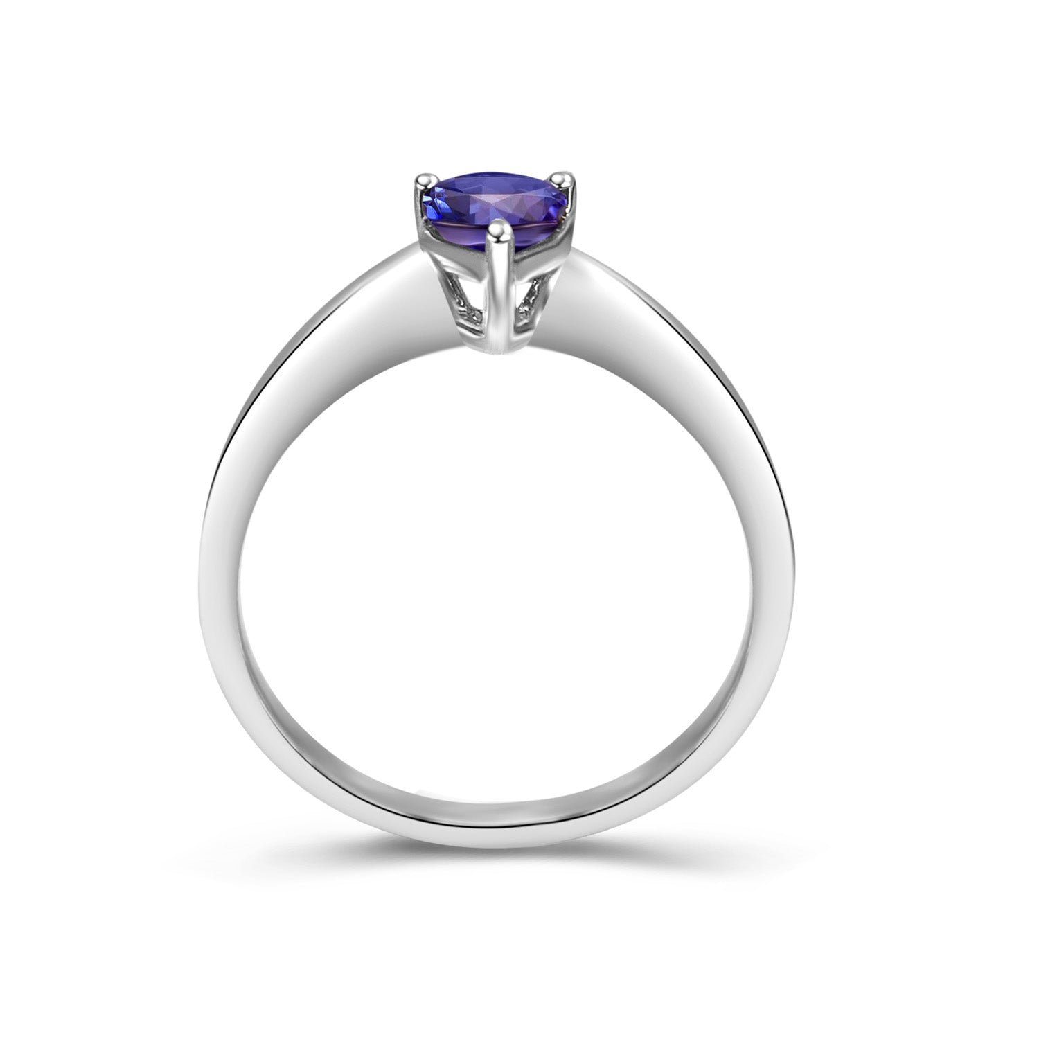 Shimansky 0.9 Carat Tanzanite Pear Shape Solitaire ring 14K White Gold Side View #Metal_White Gold