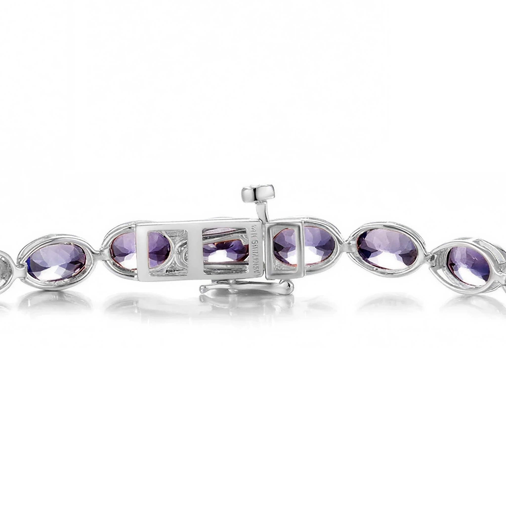 Shimansky 12 TCW Oval Tanzanite Bezel Set Bracelet in 14K White Gold Clasp View