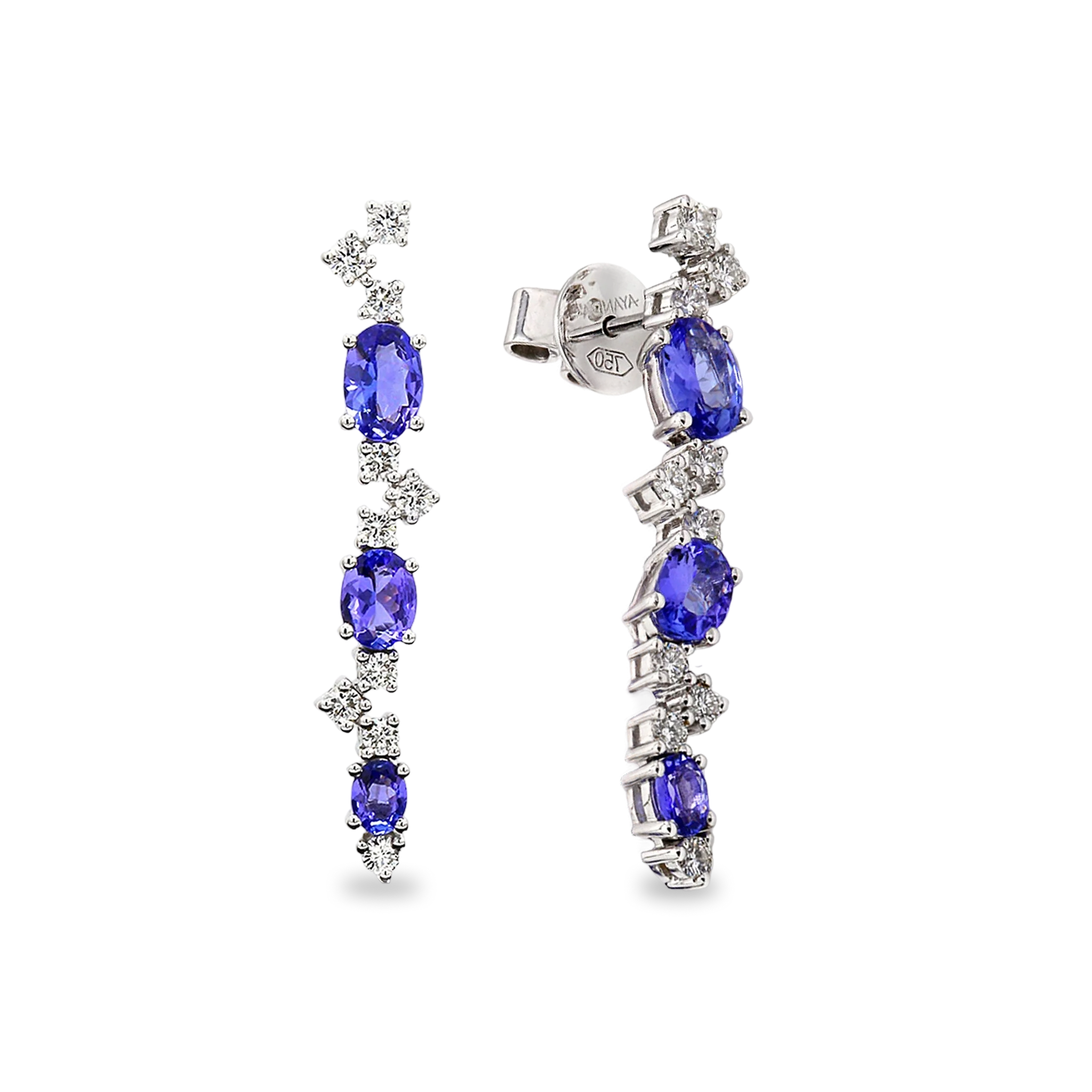 Tanzanite and Diamond Earrings - 3D View - SHIMANSKY.CO.ZA