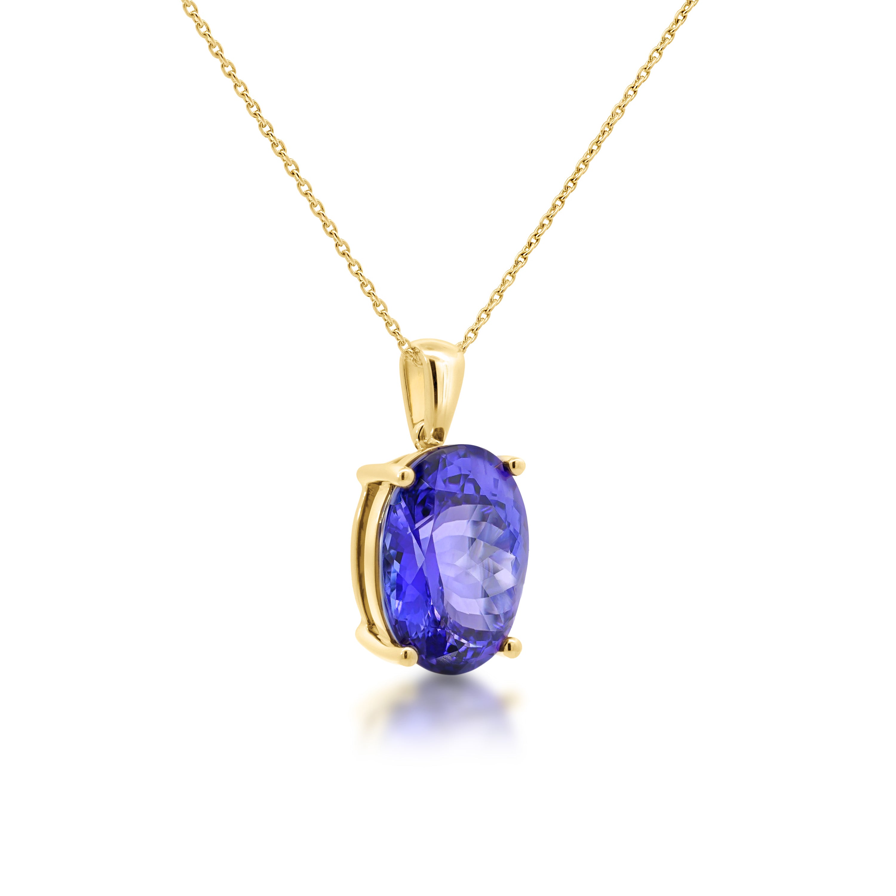 Shimansky 8.6ct Oval Tanzanite Solitaire Pendant in 18K Yellow Gold 3D View