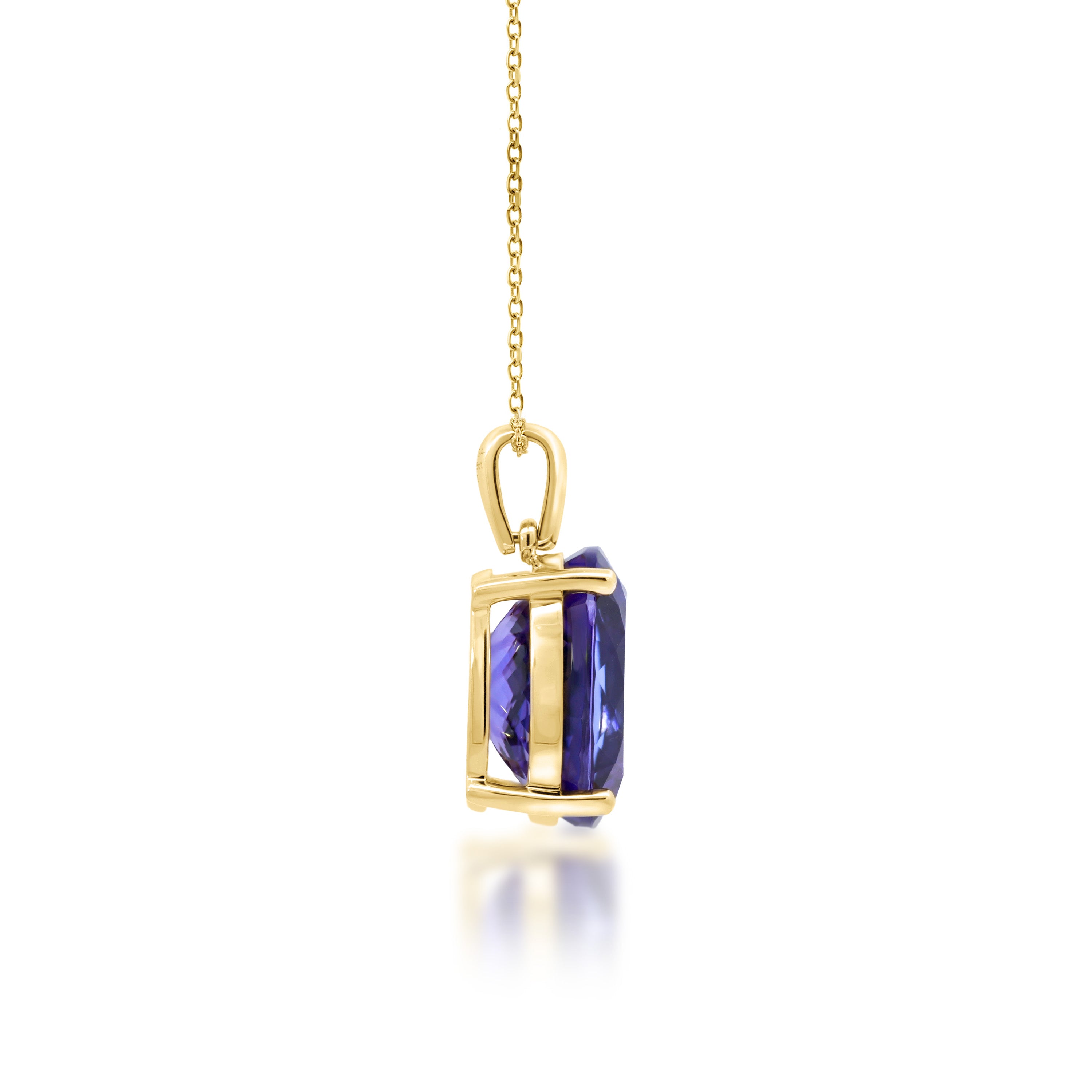 Shimansky 8.6ct Oval Tanzanite Solitaire Pendant in 18K Yellow Gold Side View