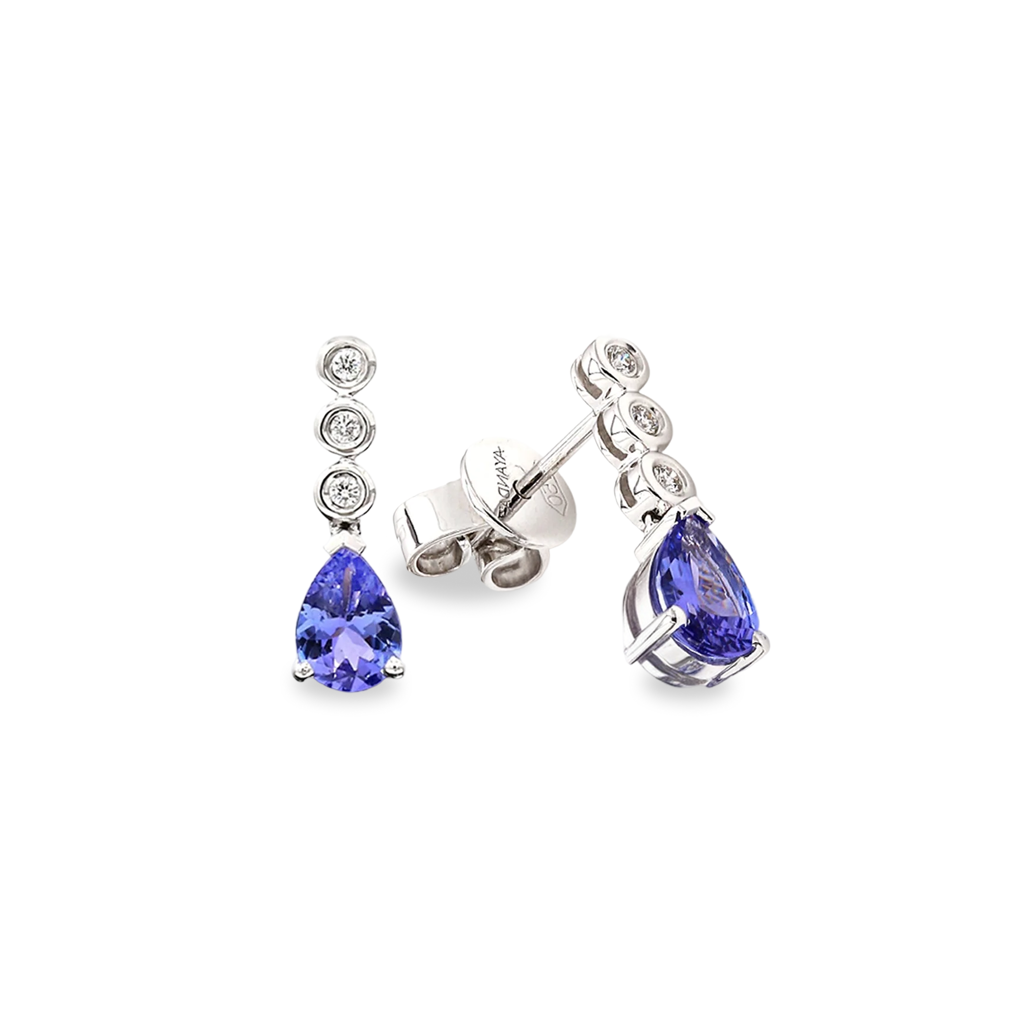 Tanzanite and Diamond Earrings - 3D View - Shimansky