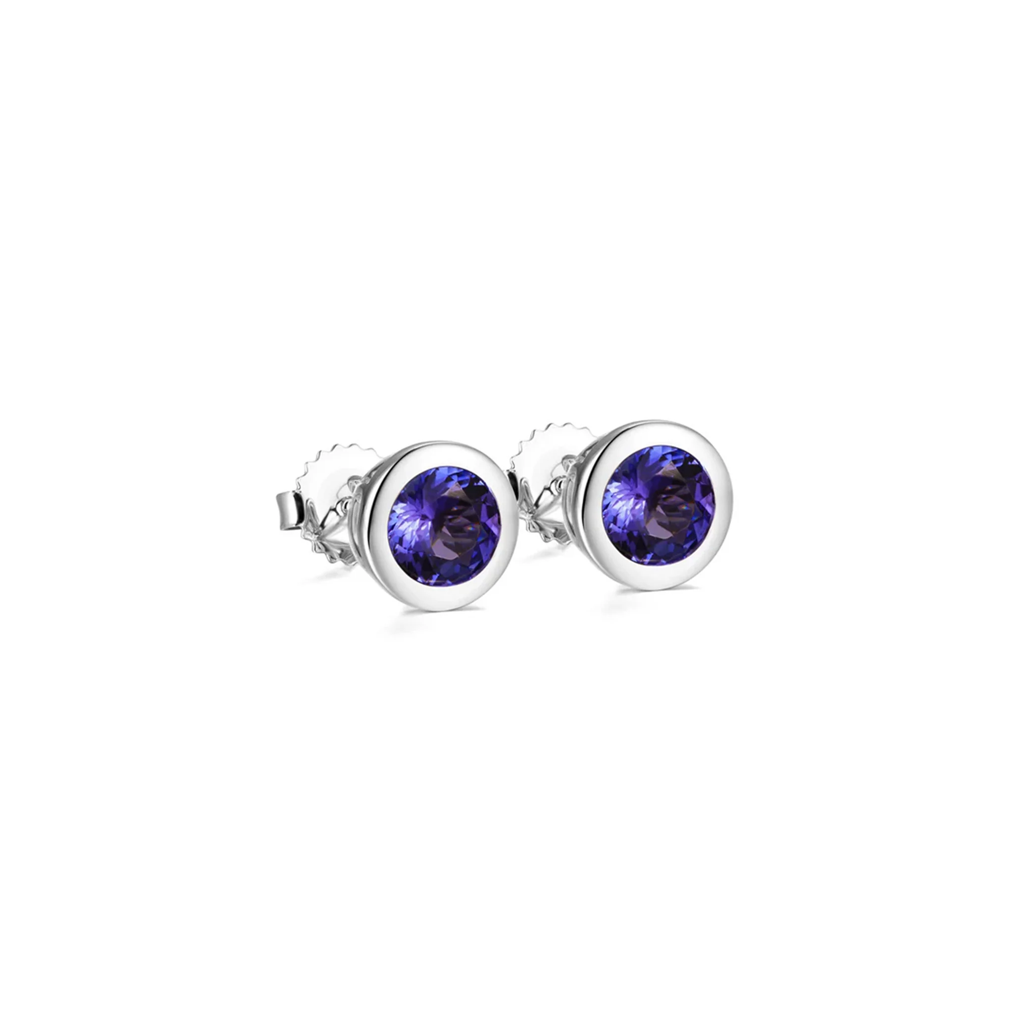 Shimansky Tanzanite 2.1 TCW Solitaire Earrings in 14K White Gold 3D View #Metal_White Gold