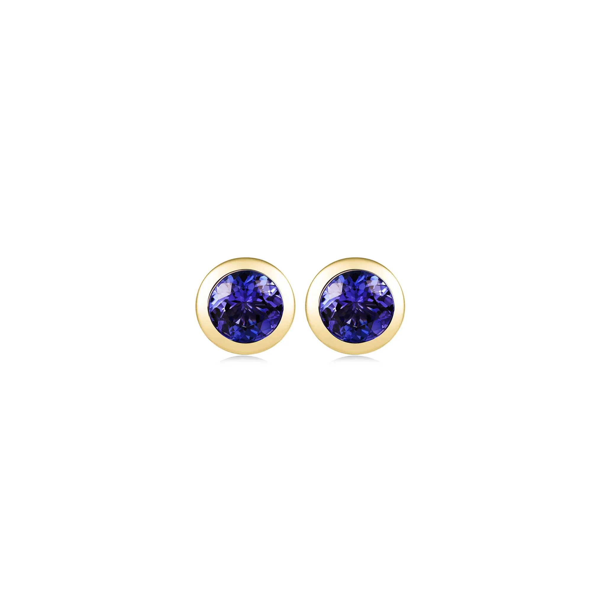 Shimansky 2 TCW Tanzanite Solitaire Earrings in 14K Yellow Gold Front View #Metal_Yellow Gold