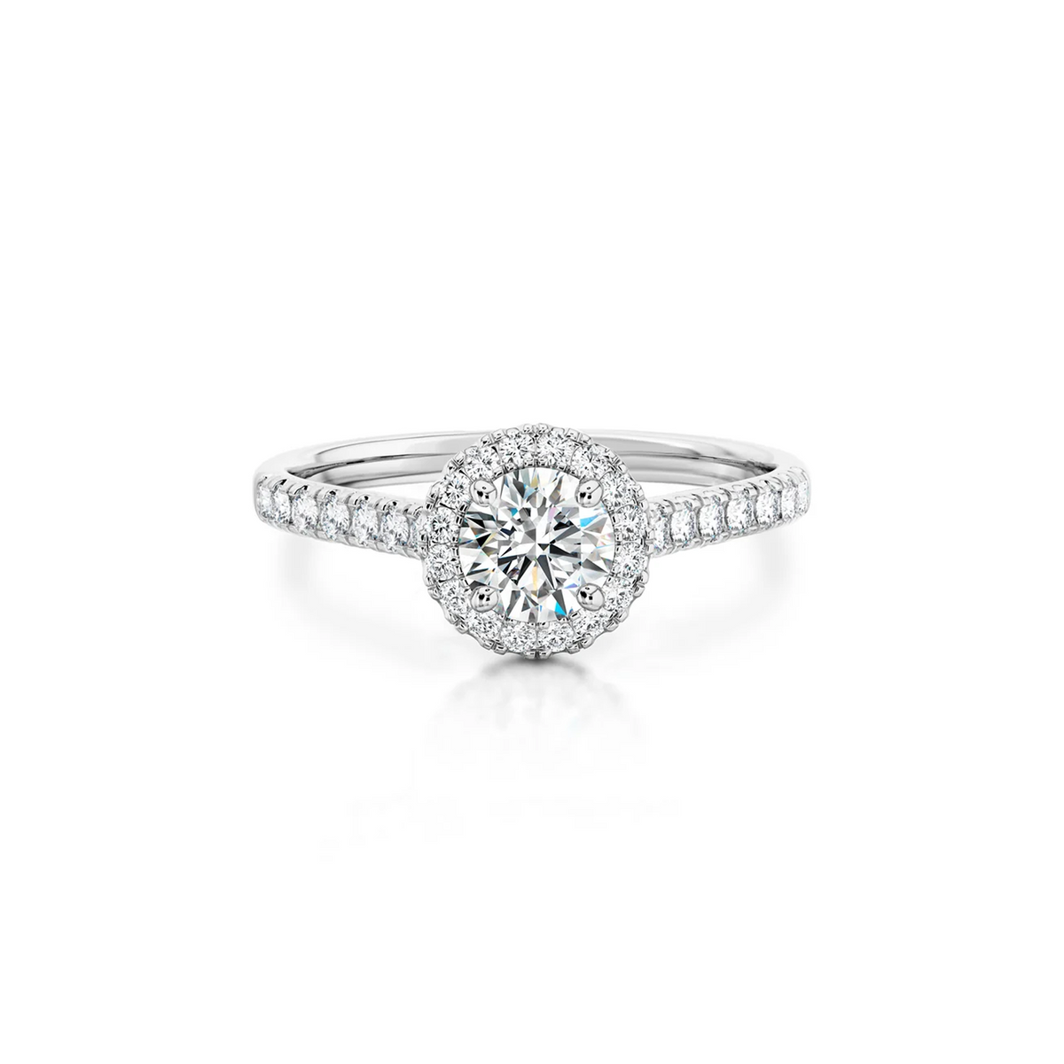 Shimansky Round Diamond Microset Halo Engagement Ring Platinum - Front View #Metal_Platinum #Carat Weight_0.5