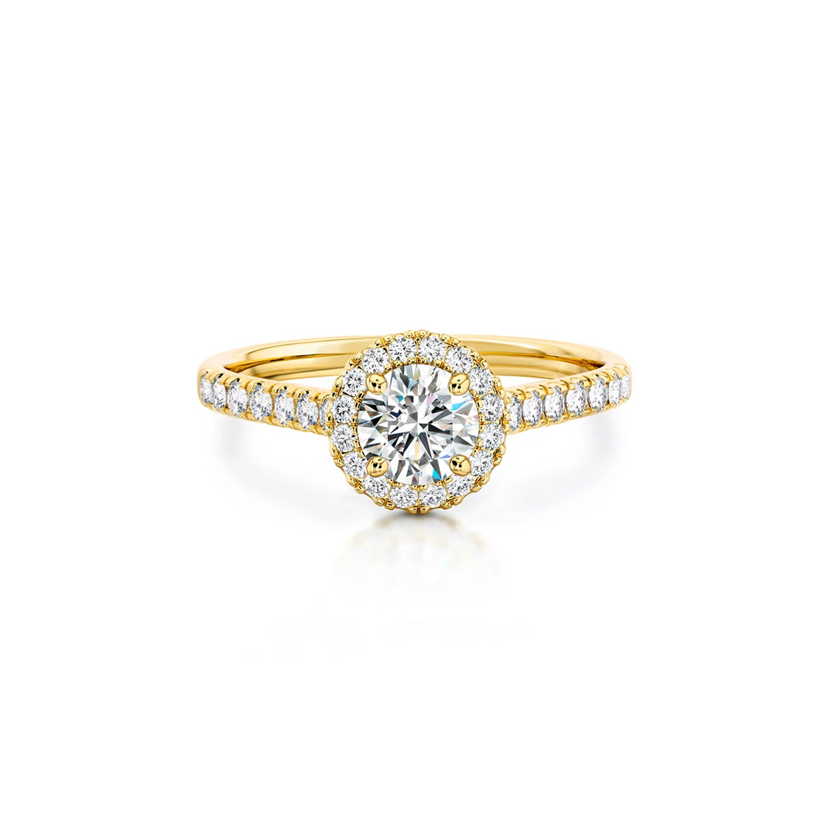 Shimansky Round Diamond Microset Halo Engagement Ring 18K Yellow Gold - Front View #Metal_Yellow Gold #Carat Weight_0.5