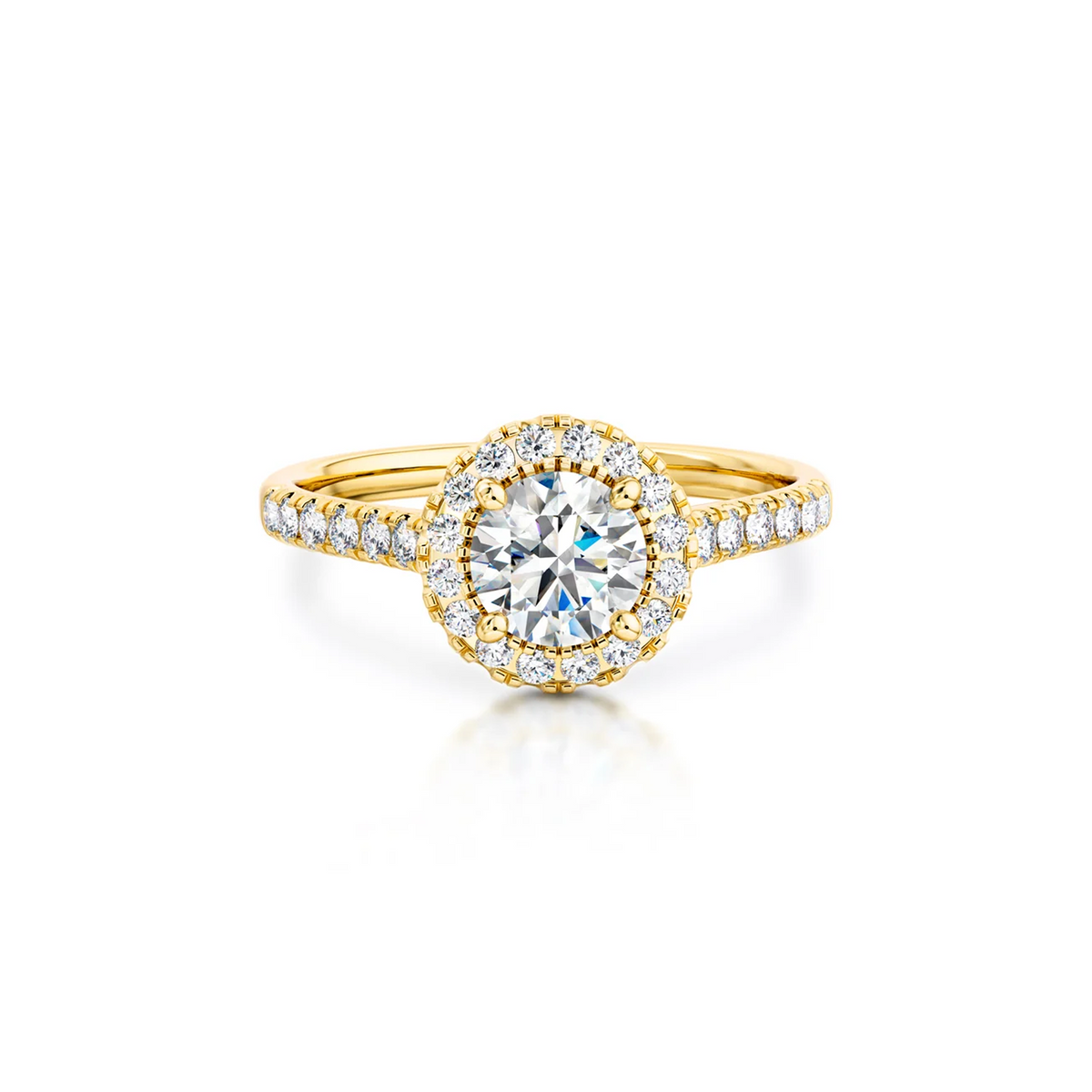 Shimansky Round Diamond Microset Halo Engagement Ring 18K Yellow Gold - Front View #Metal_Yellow Gold #Carat Weight_0.7