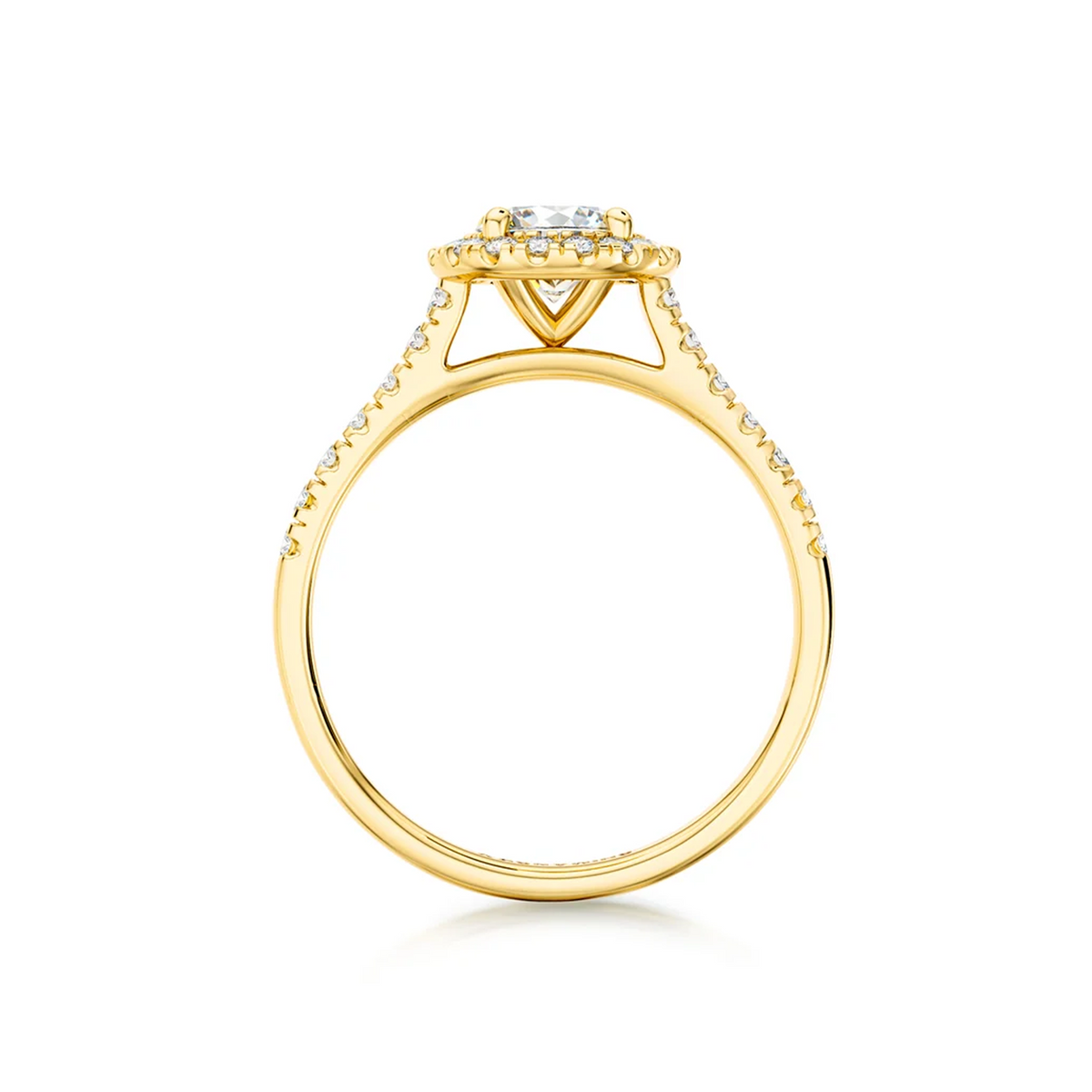 Shimansky Round Diamond Microset Halo Engagement Ring 18K Yellow Gold - Side View #Metal_Yellow Gold #Carat Weight_0.7