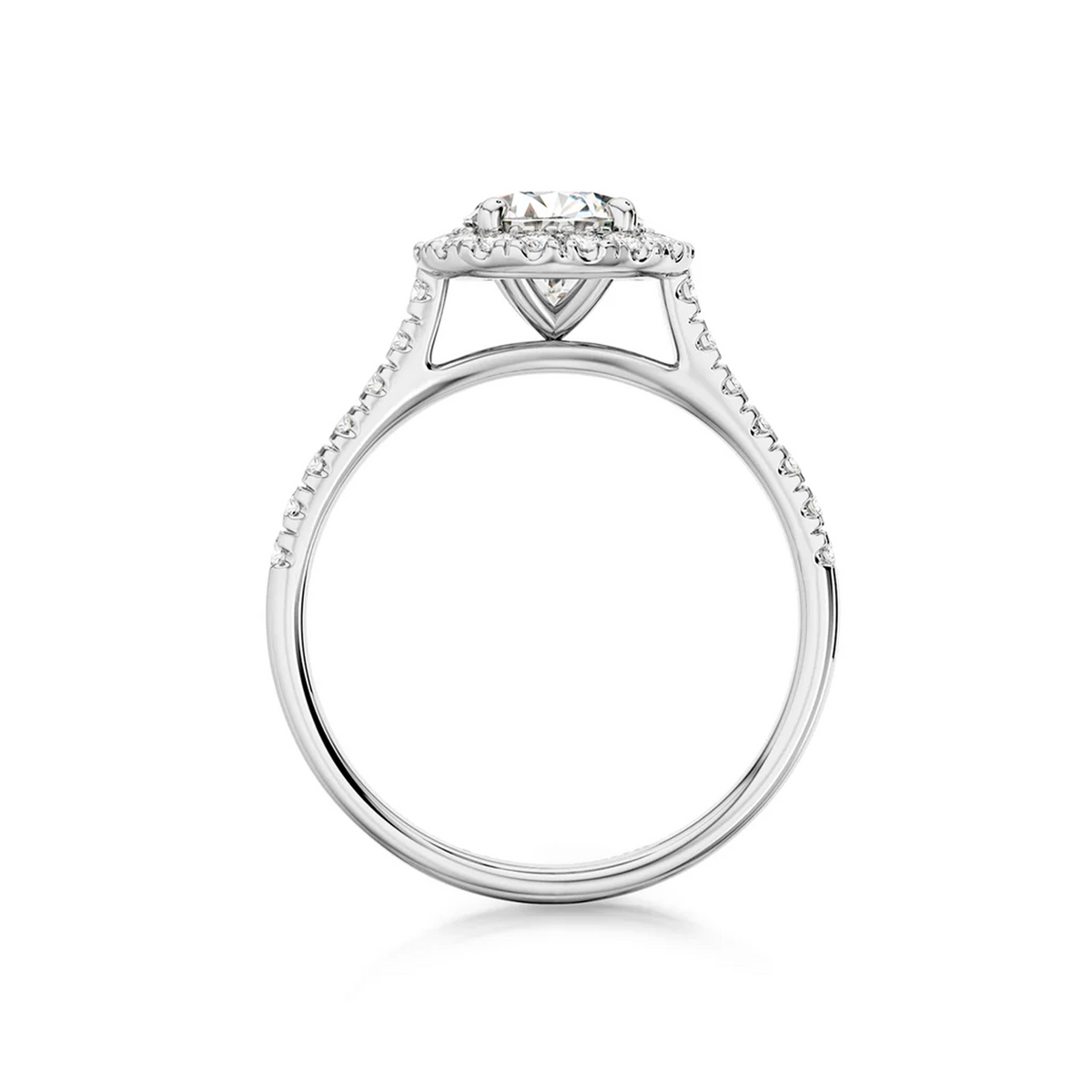 Shimansky Round Diamond Microset Halo Engagement Ring Platinum - Side View #Metal_Platinum #Carat Weight_1