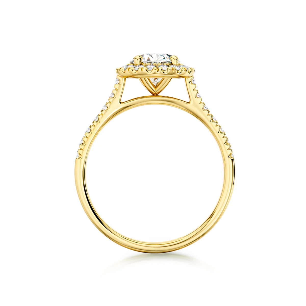 Shimansky Round Diamond Microset Halo Engagement Ring 18K Yellow Gold - Side View #Metal_Yellow Gold #Carat Weight_1