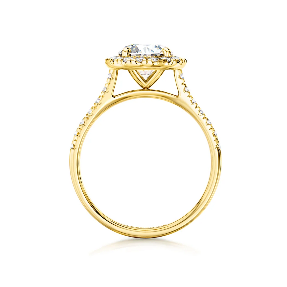 Shimansky Round Diamond Microset Halo Engagement Ring 18K Yellow Gold - Side View #Metal_Yellow Gold #Carat Weight_1.5