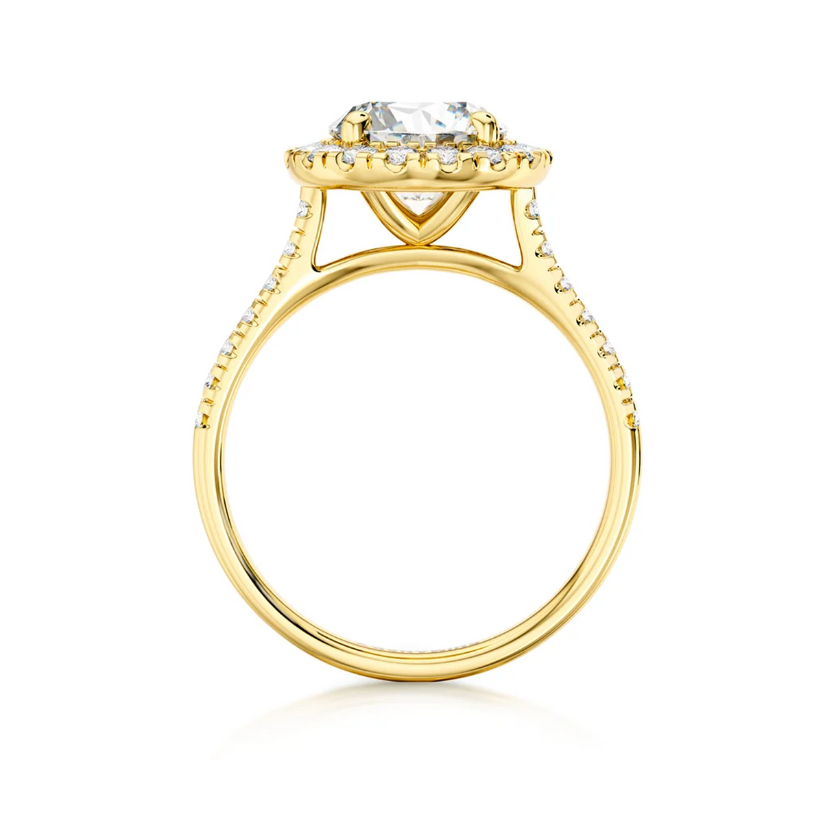 Shimansky Round Diamond Microset Halo Engagement Ring 18K Yellow Gold - Side View #Metal_Yellow Gold #Carat Weight_2
