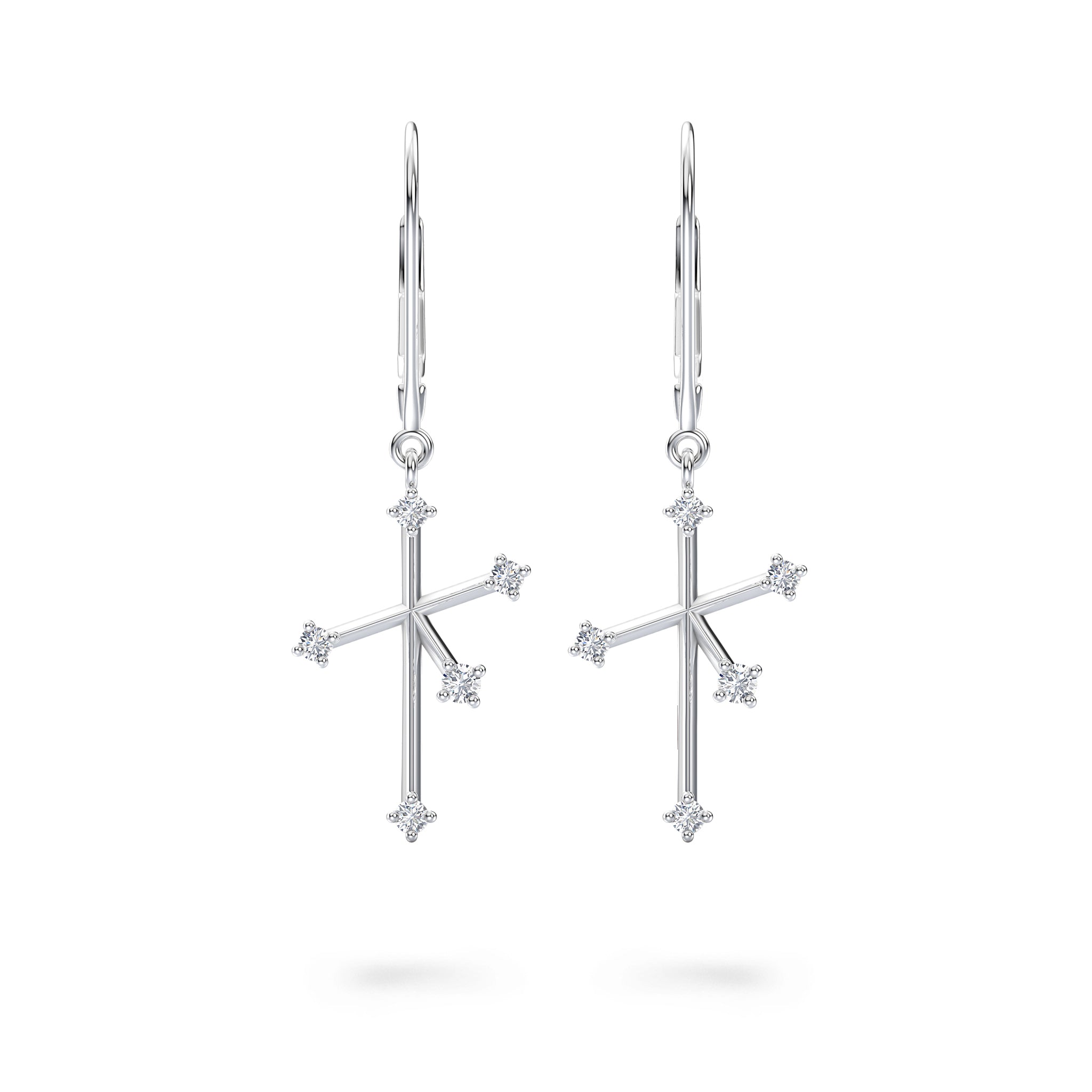 Shimansky 0.3 TCW Southern Cross Diamond Drop Earrings 14K White Gold Front View