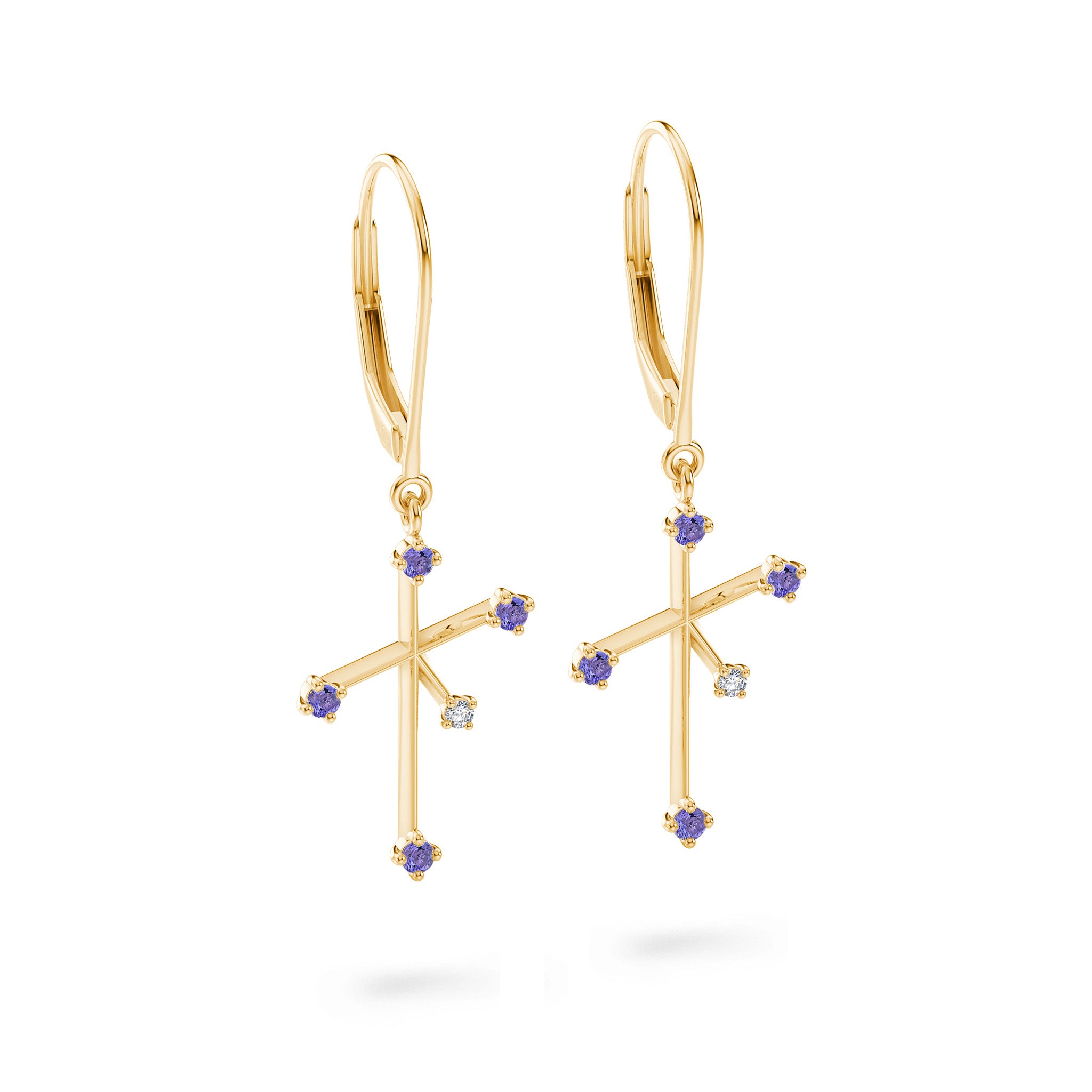 Southern Cross Tanzanite and Diamond Drop Earrings | 14K Yellow Gold - SHIMANSKY.CO.ZA