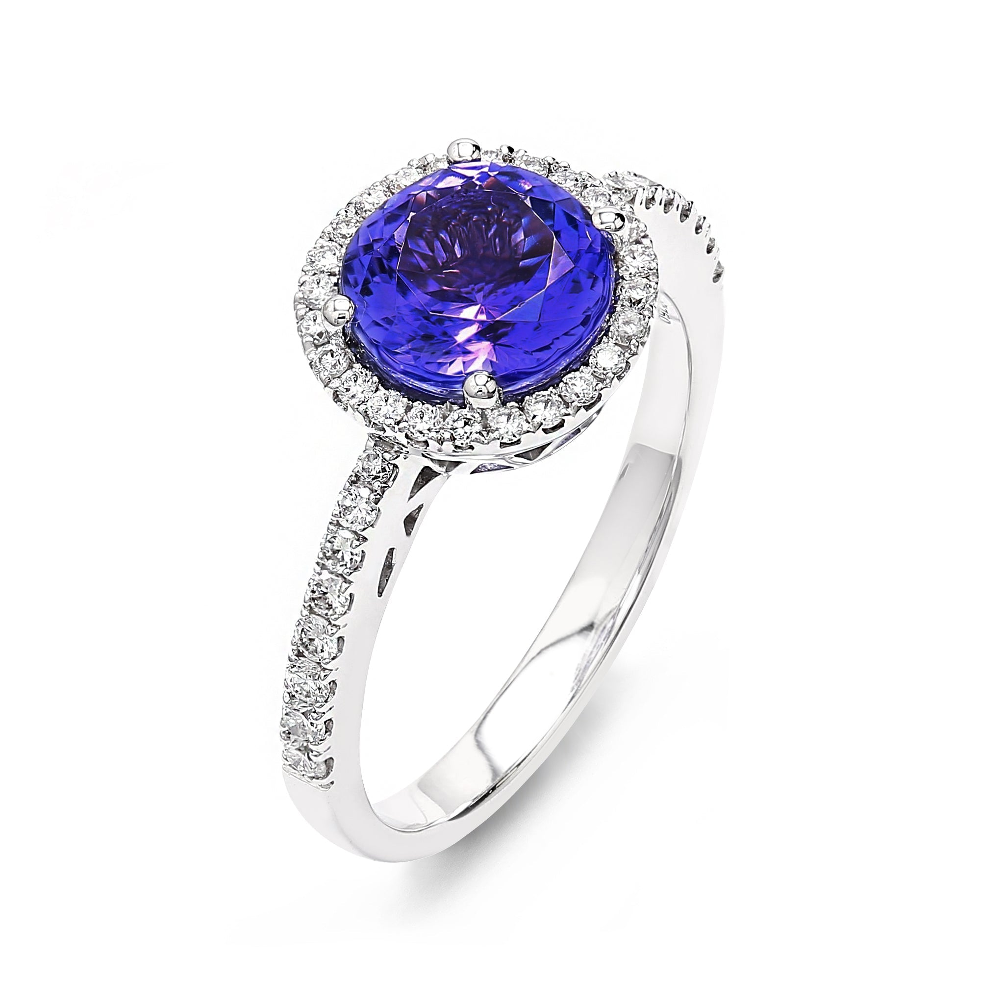 SHIMANSKY.CO.ZA -  Tanzanite and Diamond Halo Ring - 18K White Gold - 3D View