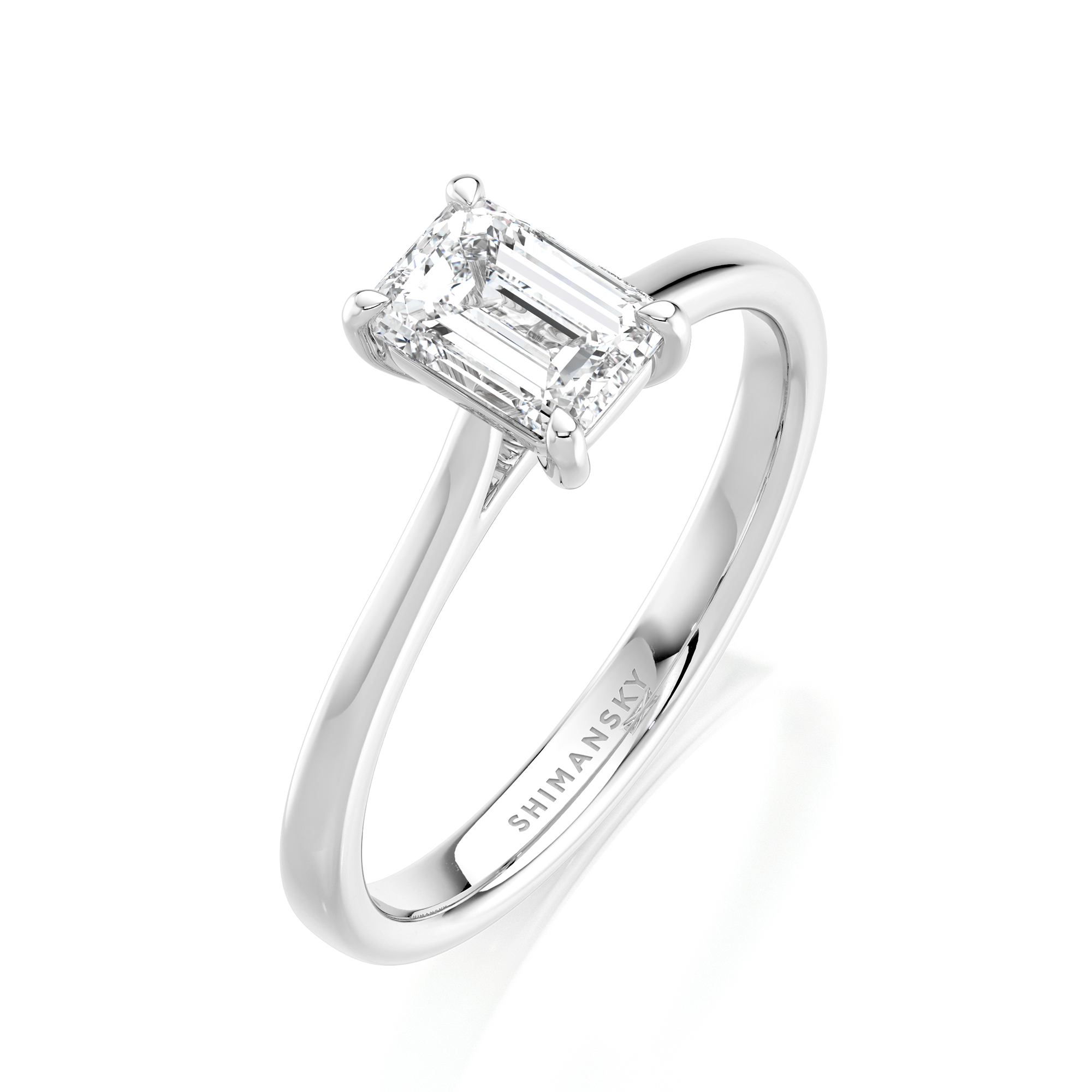 Emerald Solitaire Diamond Engagement Ring