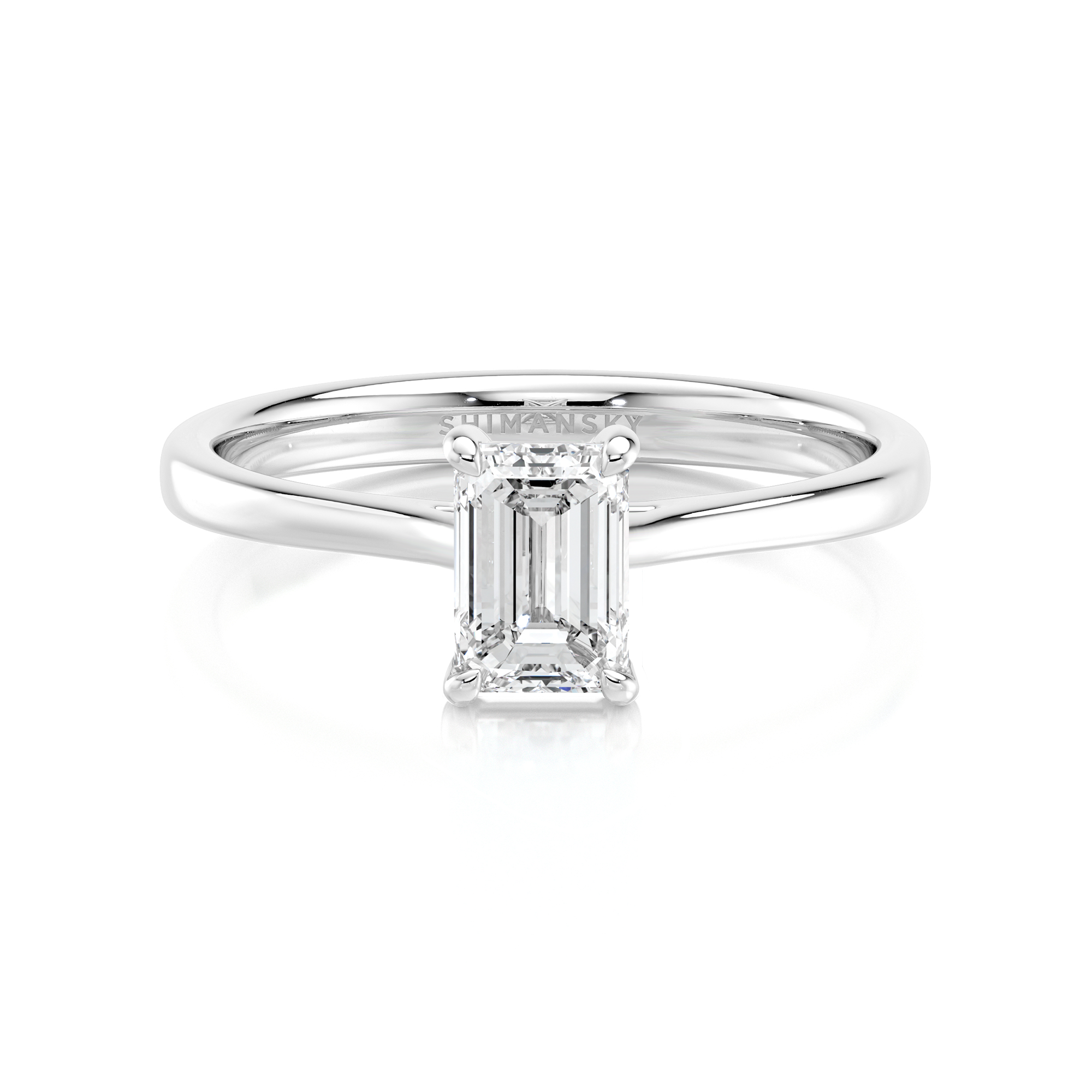 Emerald Solitaire Diamond Engagement Ring