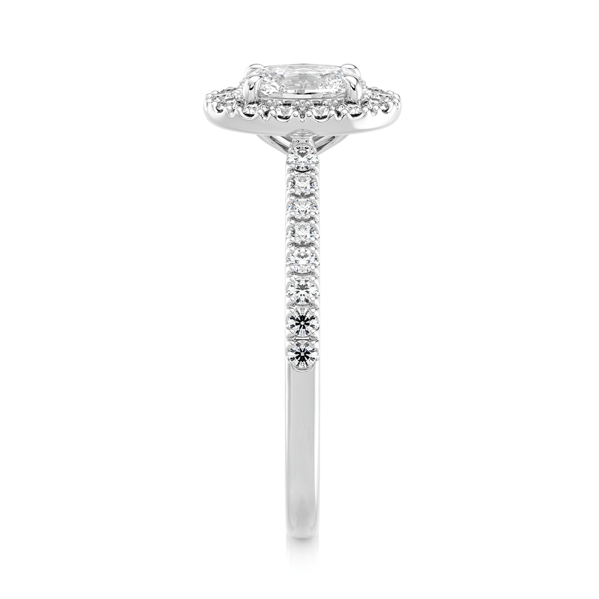 Oval Diamond Microset Halo Engagement Ring