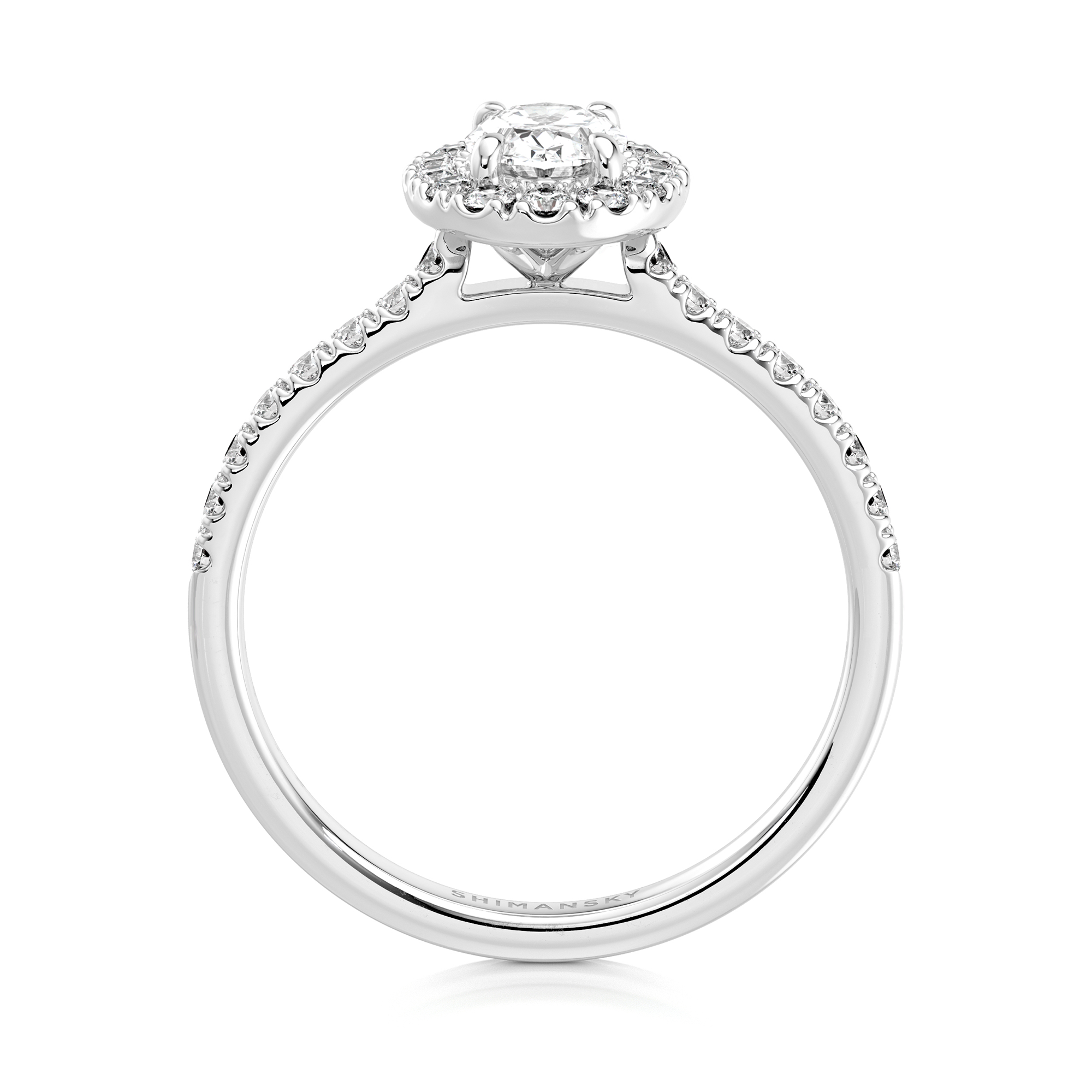 Oval Diamond Microset Halo Engagement Ring