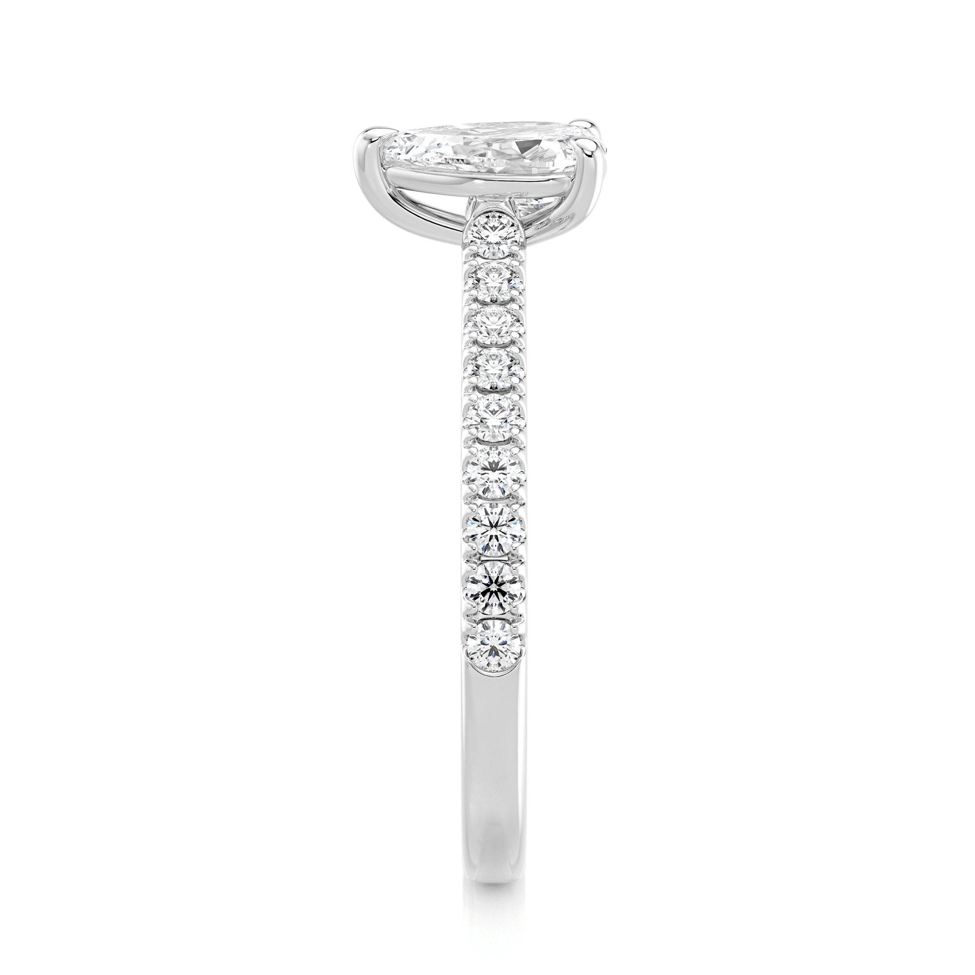 Pear Shape Diamond Microset Engagement Ring