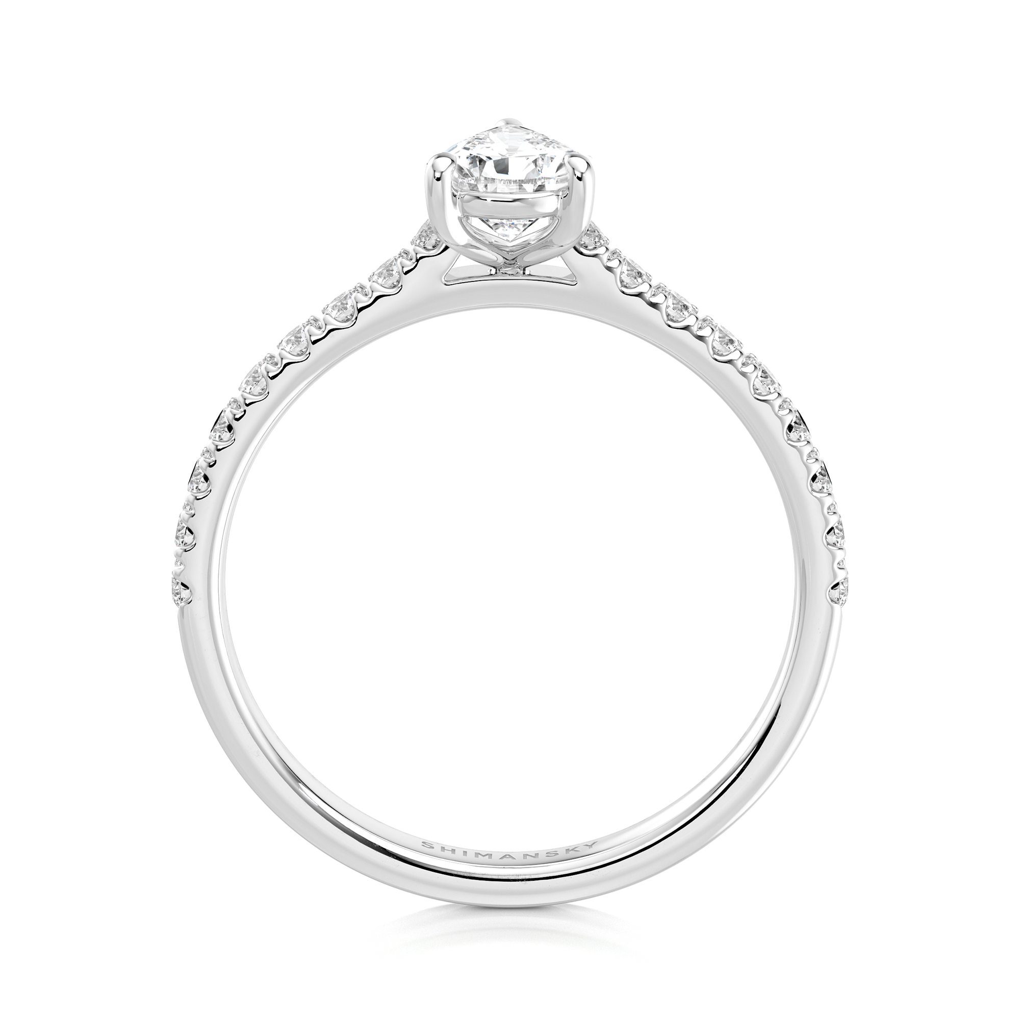 Pear Shape Diamond Microset Engagement Ring