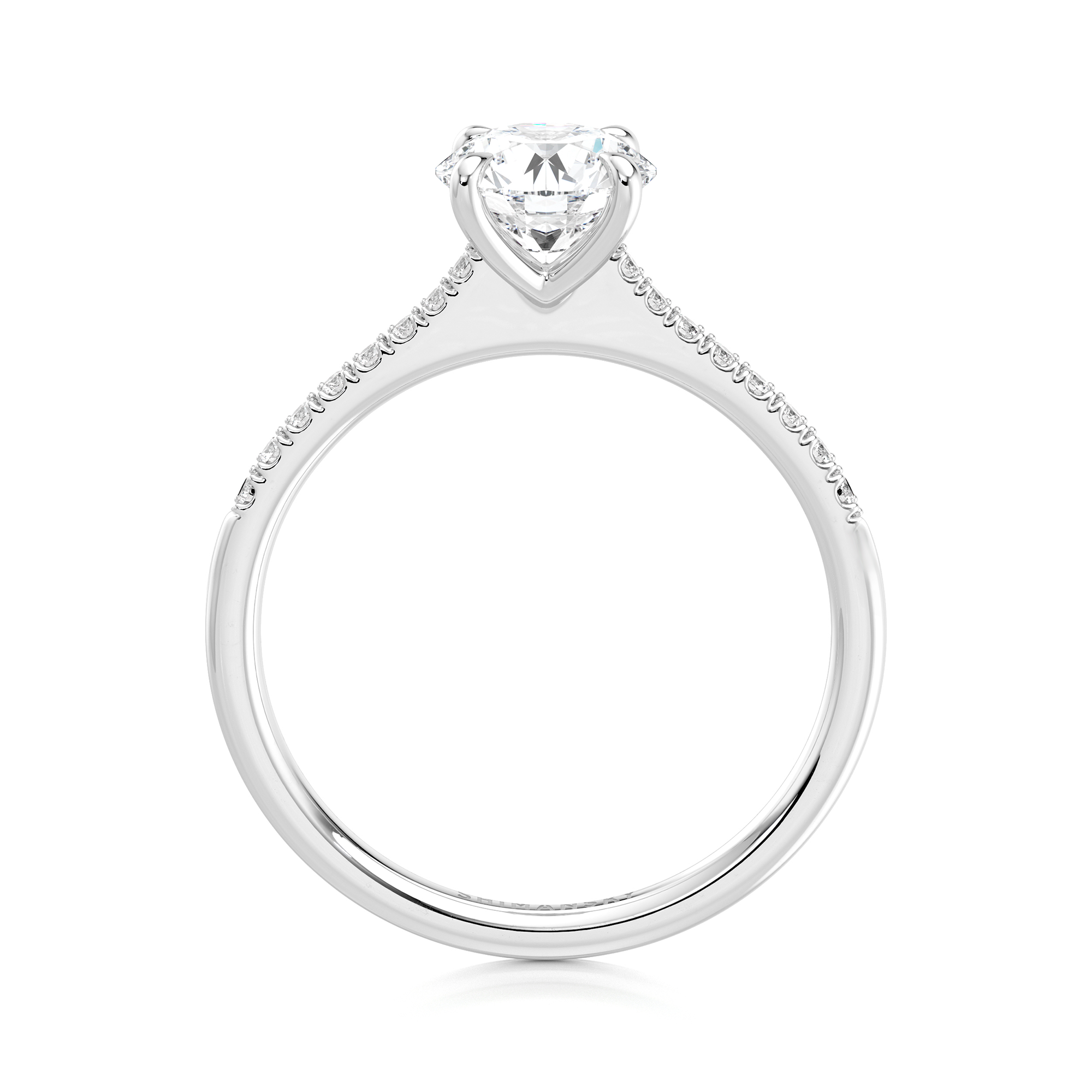 Shimansky 1.4 TCW Raised Victoria Microset Diamond Ring in Platinum Side View