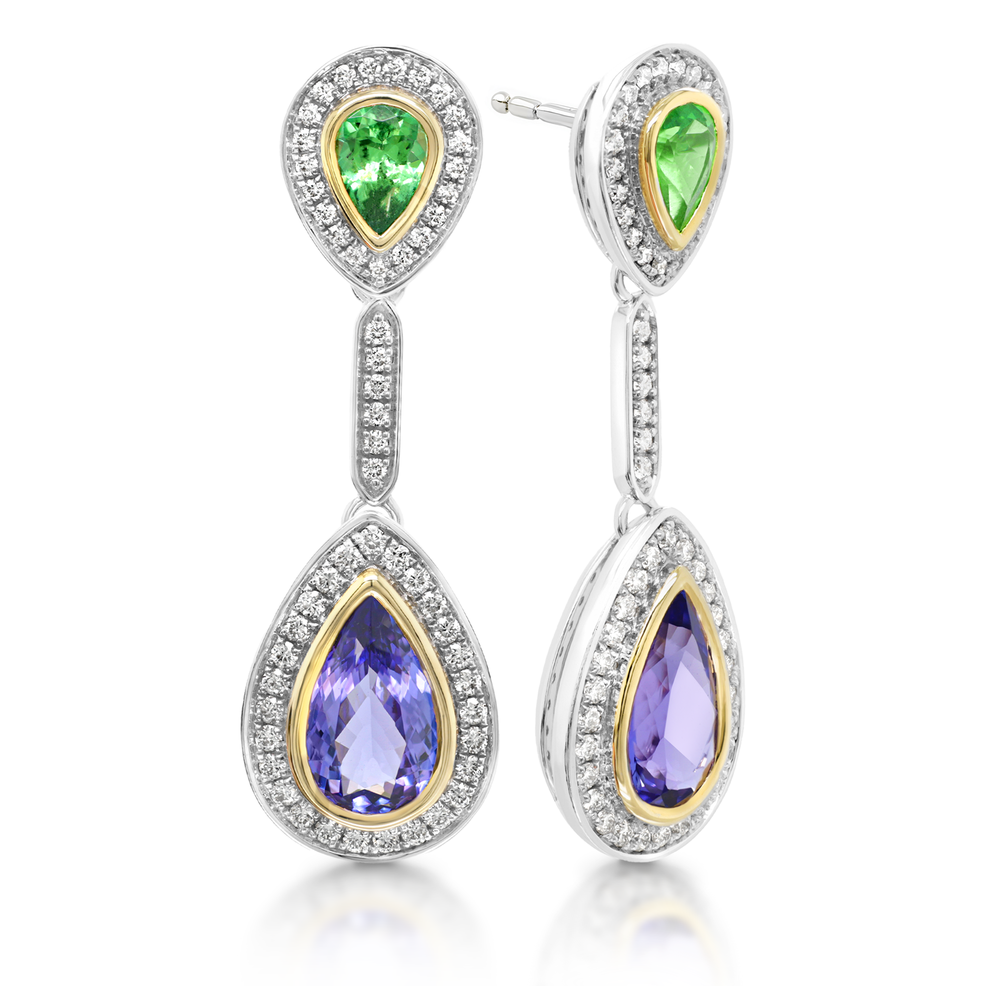 Tanzanite and Tsavorite Dress Earrings