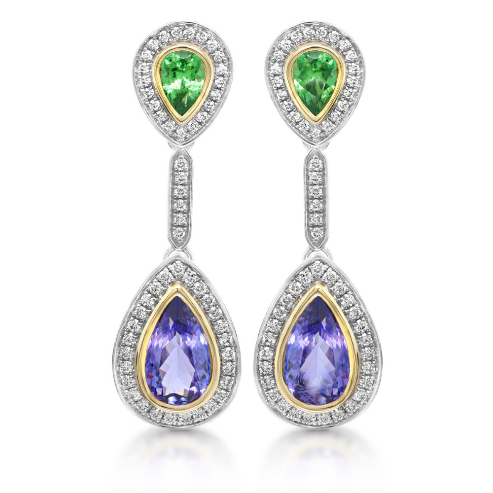 Tanzanite and Tsavorite Dress Earrings