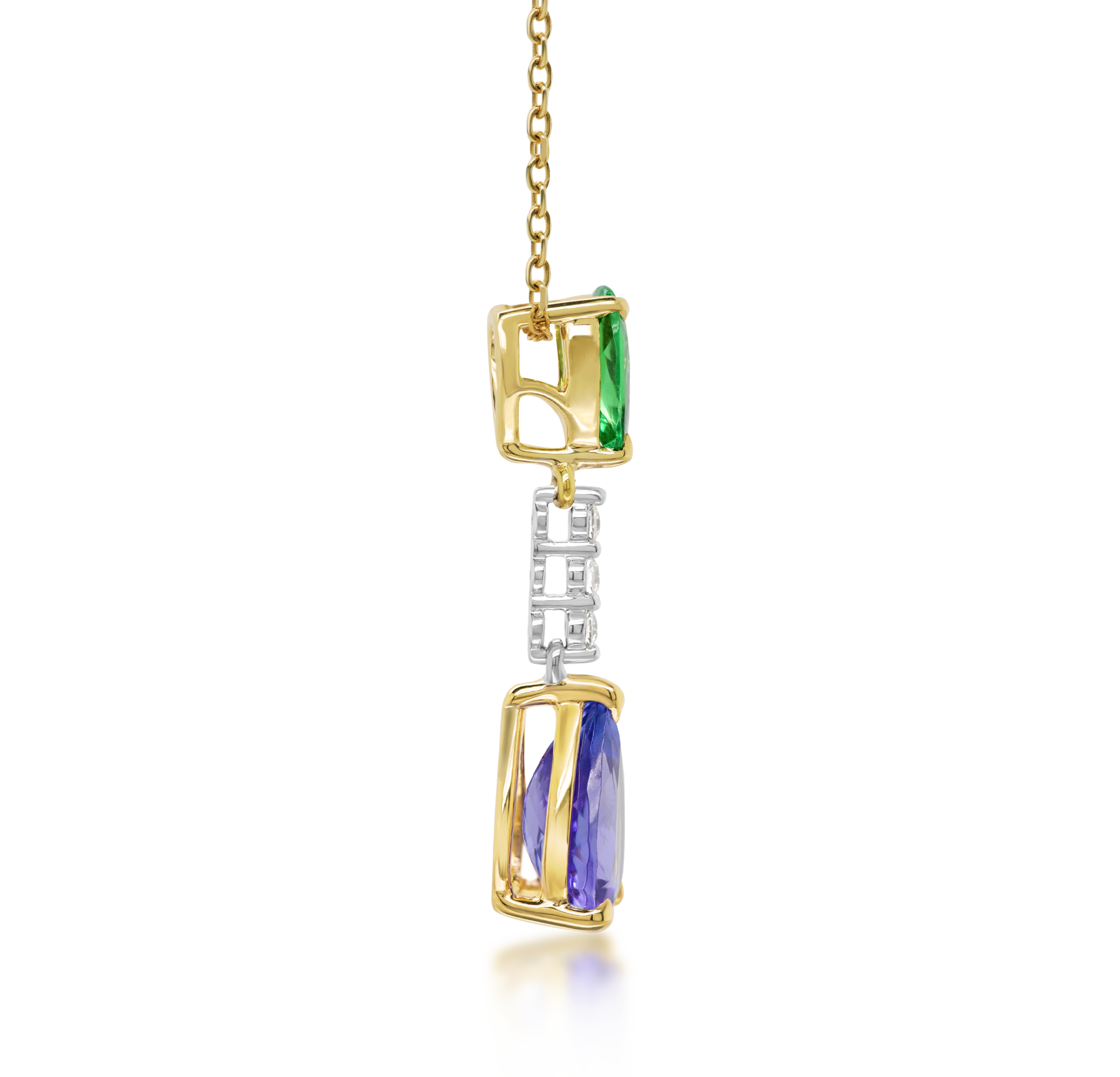 Tanzanite and Tsavorite Drop Pendant