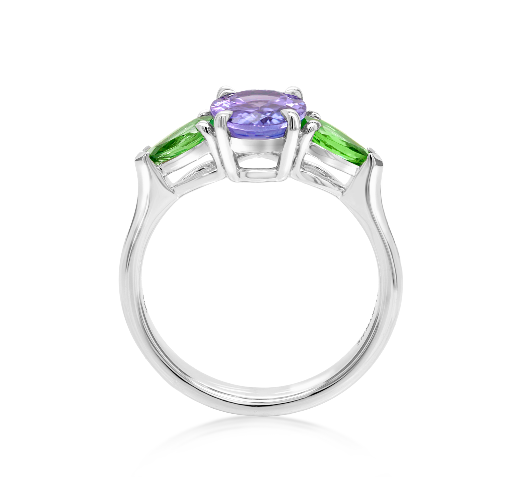 Tanzanite and Tsavorite Trilogy Ring