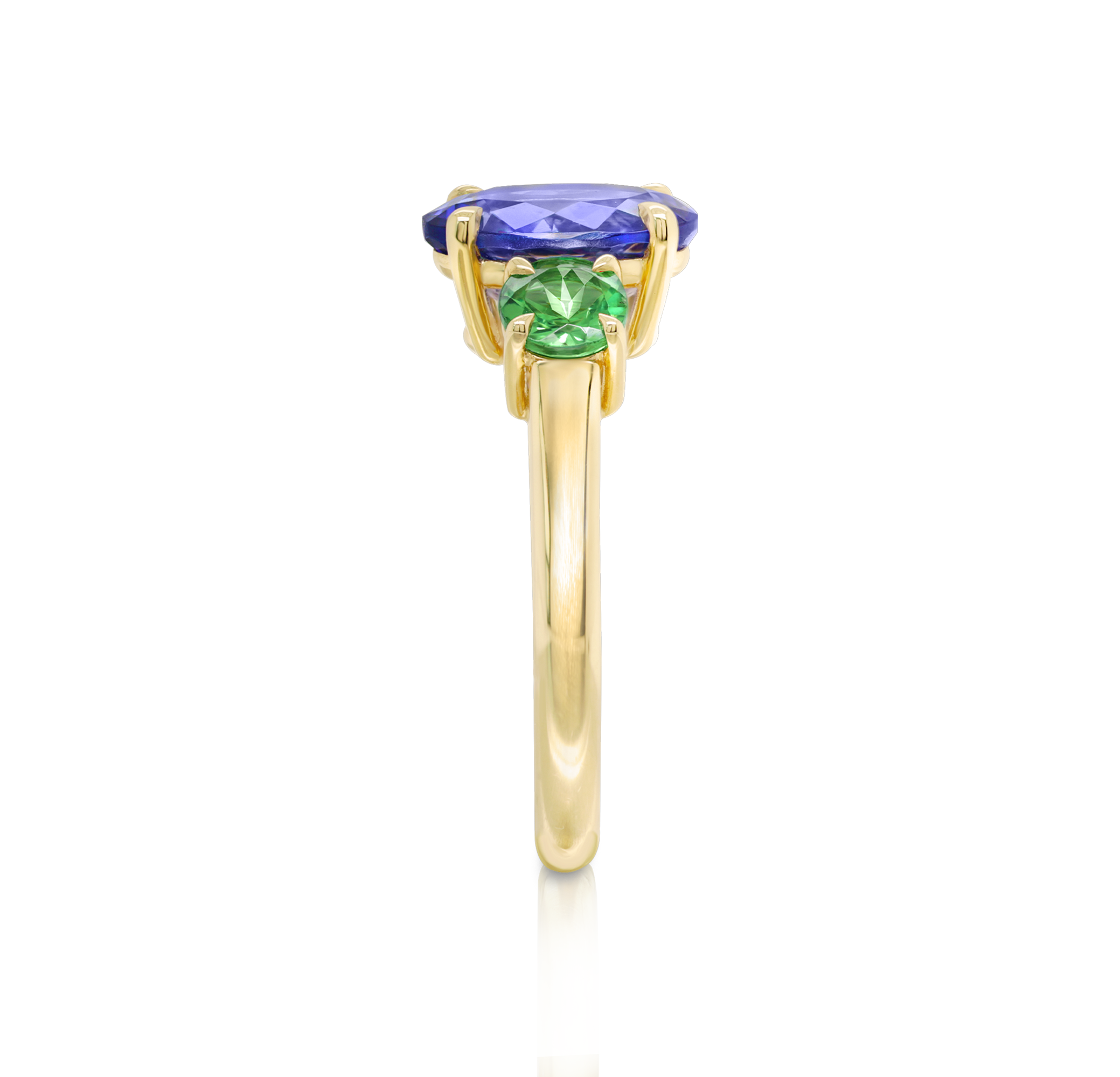 Tanzanite and Tsavorite Trilogy Ring