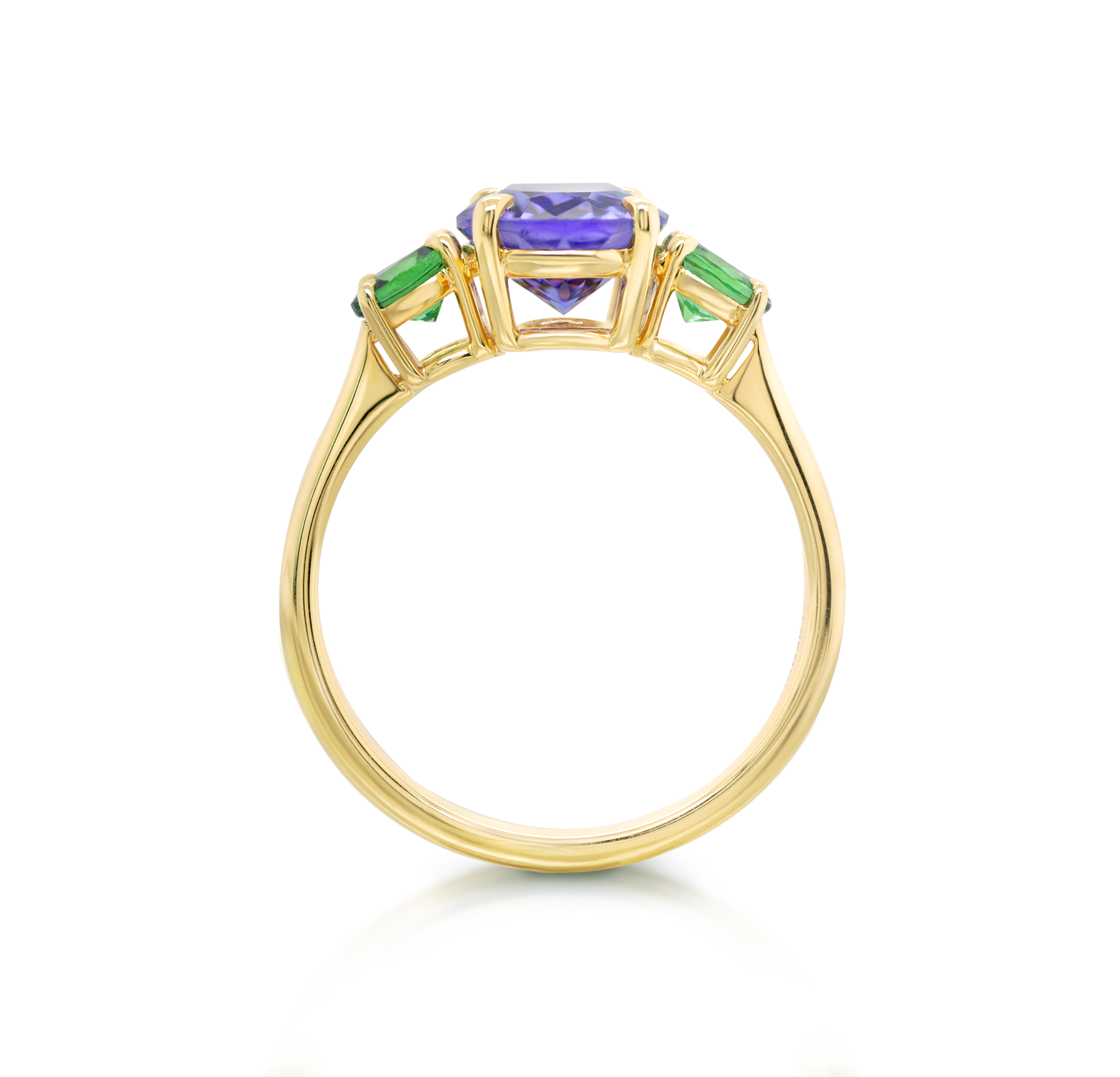 Tanzanite and Tsavorite Trilogy Ring