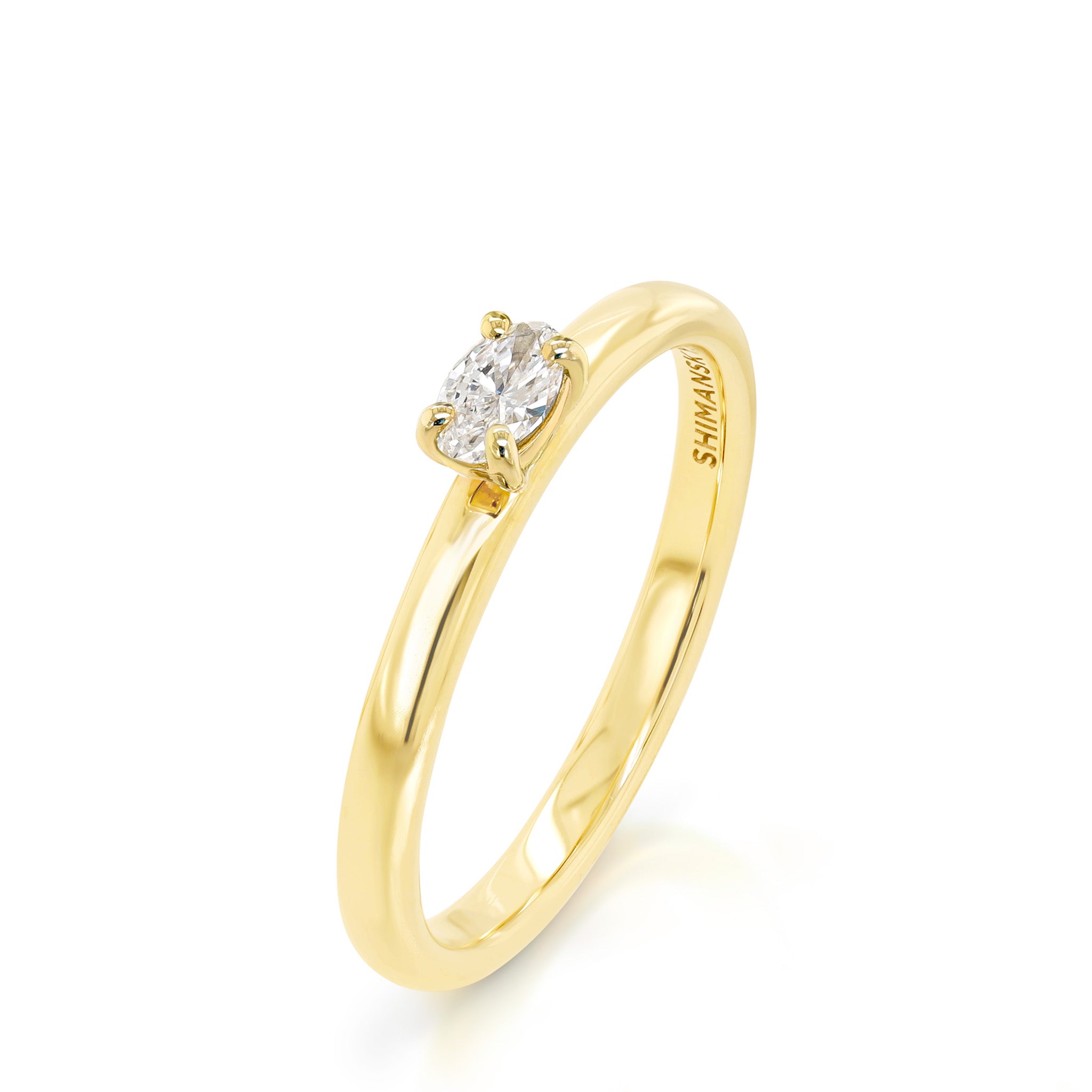 Shimansky 0.14ct Oval Solitaire Diamond Ring in 18K Yellow Gold 3D View