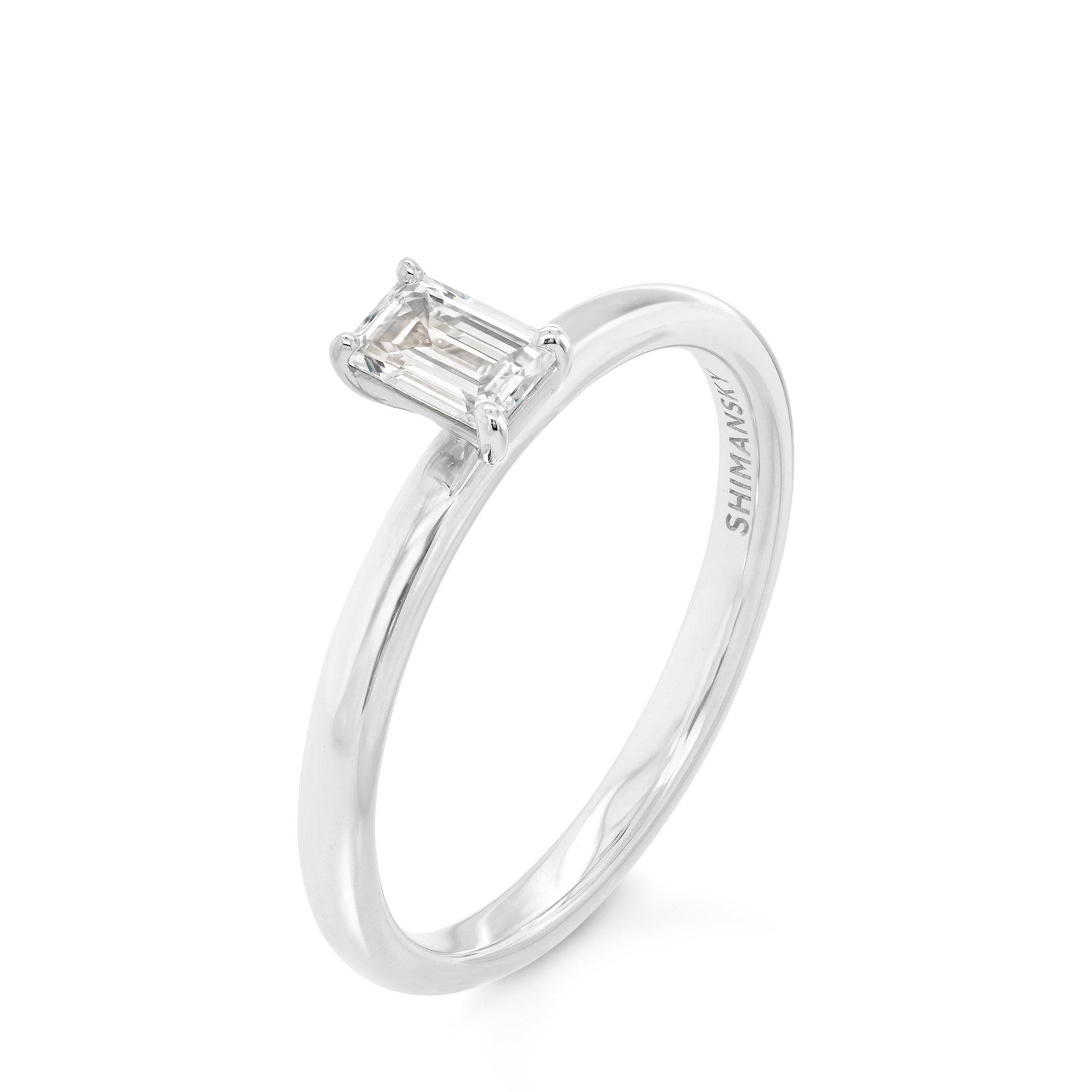 Shimansky 0.16ct Emerald Solitaire Diamond Ring in 18K White Gold 3D View