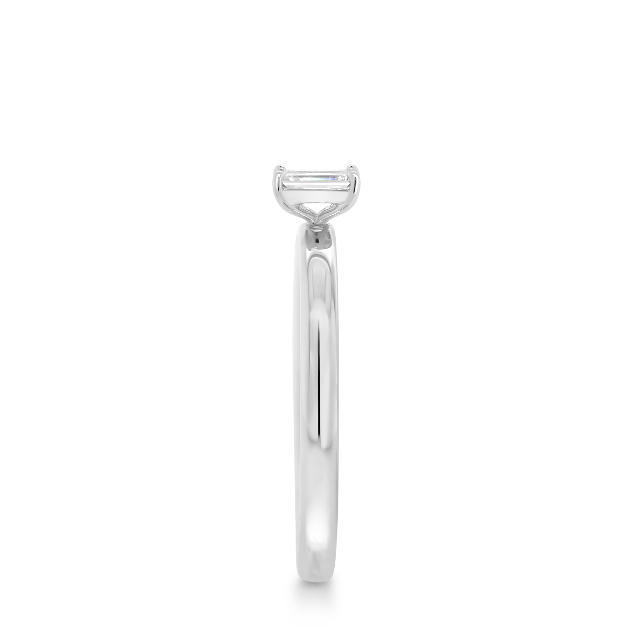 Shimansky 0.16ct Emerald Solitaire Diamond Ring in 18K White Gold Profile View