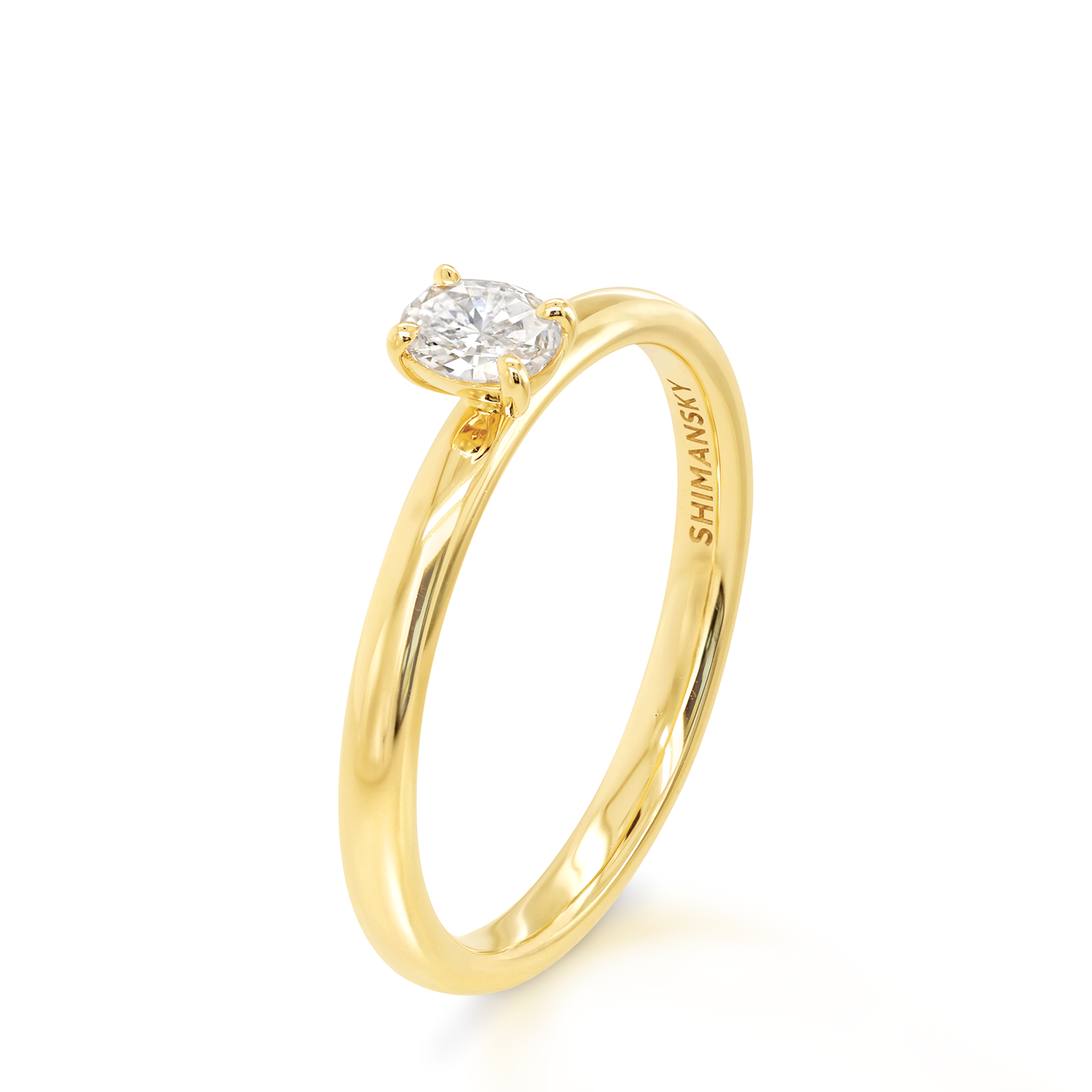 Shimansky 0.17ct Oval Solitaire Diamond Ring in 18K Yellow Gold 3D View