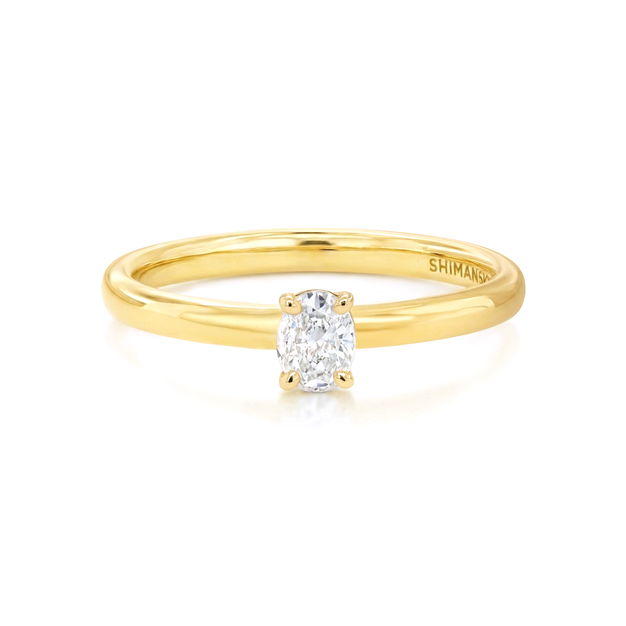 Shimansky 0.17ct Oval Solitaire Diamond Ring in 18K Yellow Gold Front View