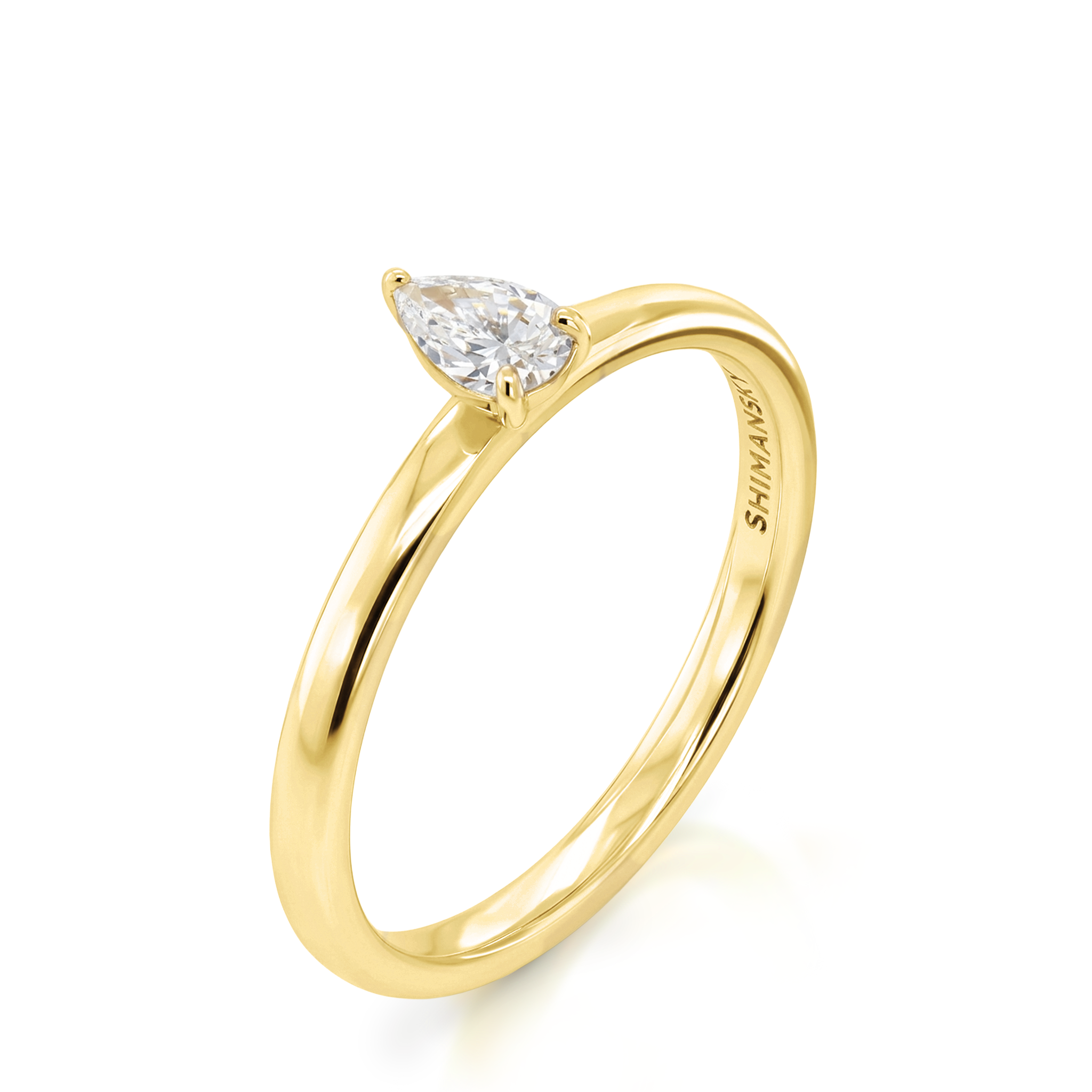 Shimansky 0.17ct Pear Solitaire Diamond Ring in 18K Yellow Gold 3D View