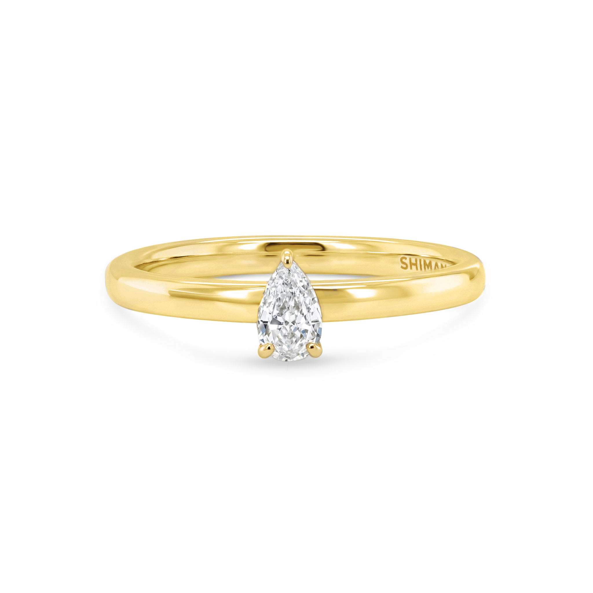 Shimansky 0.17ct Pear Solitaire Diamond Ring in 18K Yellow Gold Front View