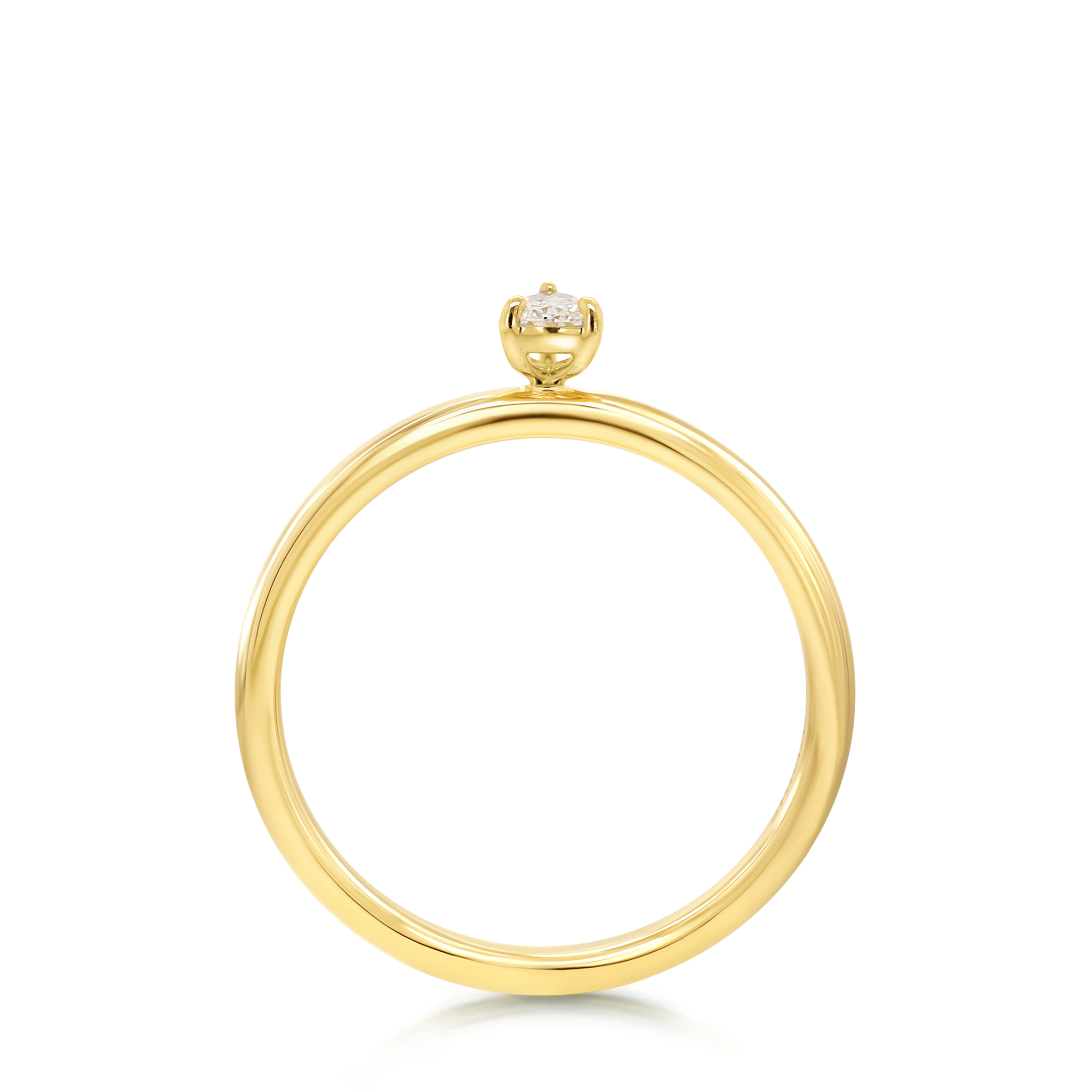 Shimansky 0.17ct Pear Solitaire Diamond Ring in 18K Yellow Gold Side View