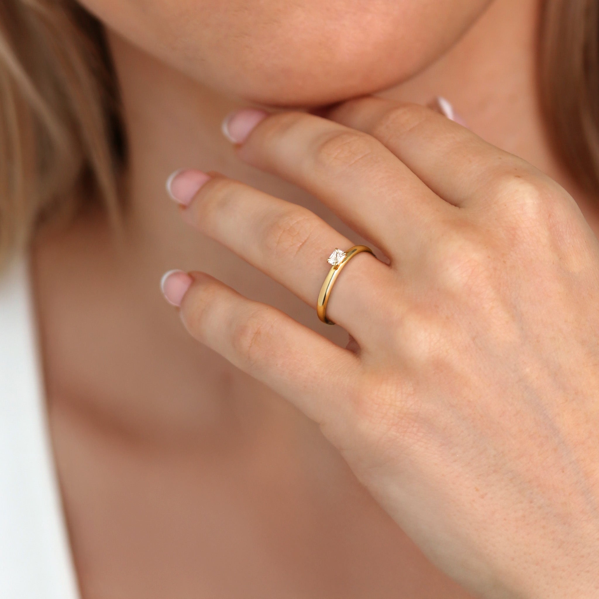 Shimansky 0.17ct Radiant Solitaire Diamond Ring in 18K Yellow Gold Model View