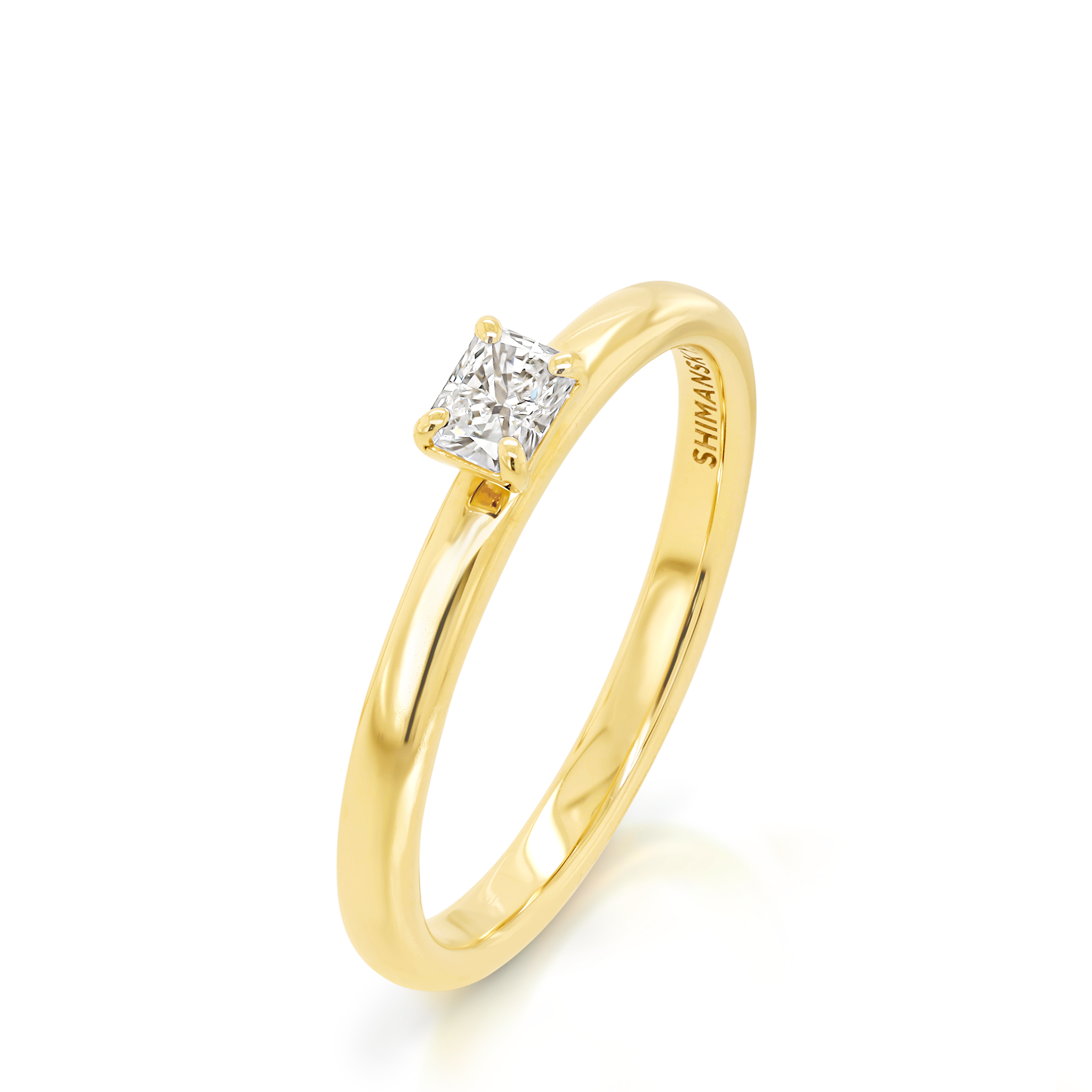 Shimansky 0.17ct Radiant Solitaire Diamond Ring in 18K Yellow Gold 3D View