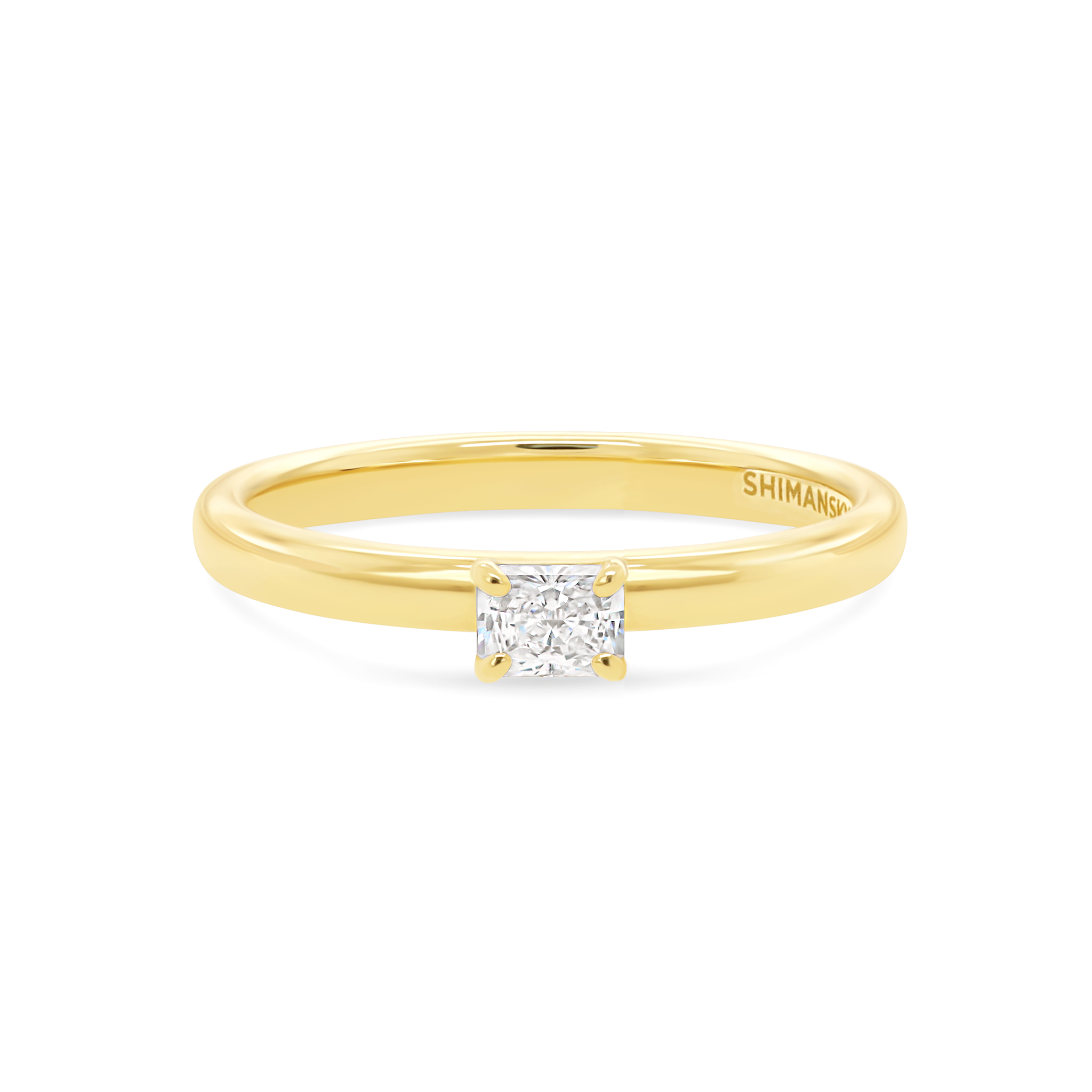 Shimansky 0.17ct Radiant Solitaire Diamond Ring in 18K Yellow Gold Front View