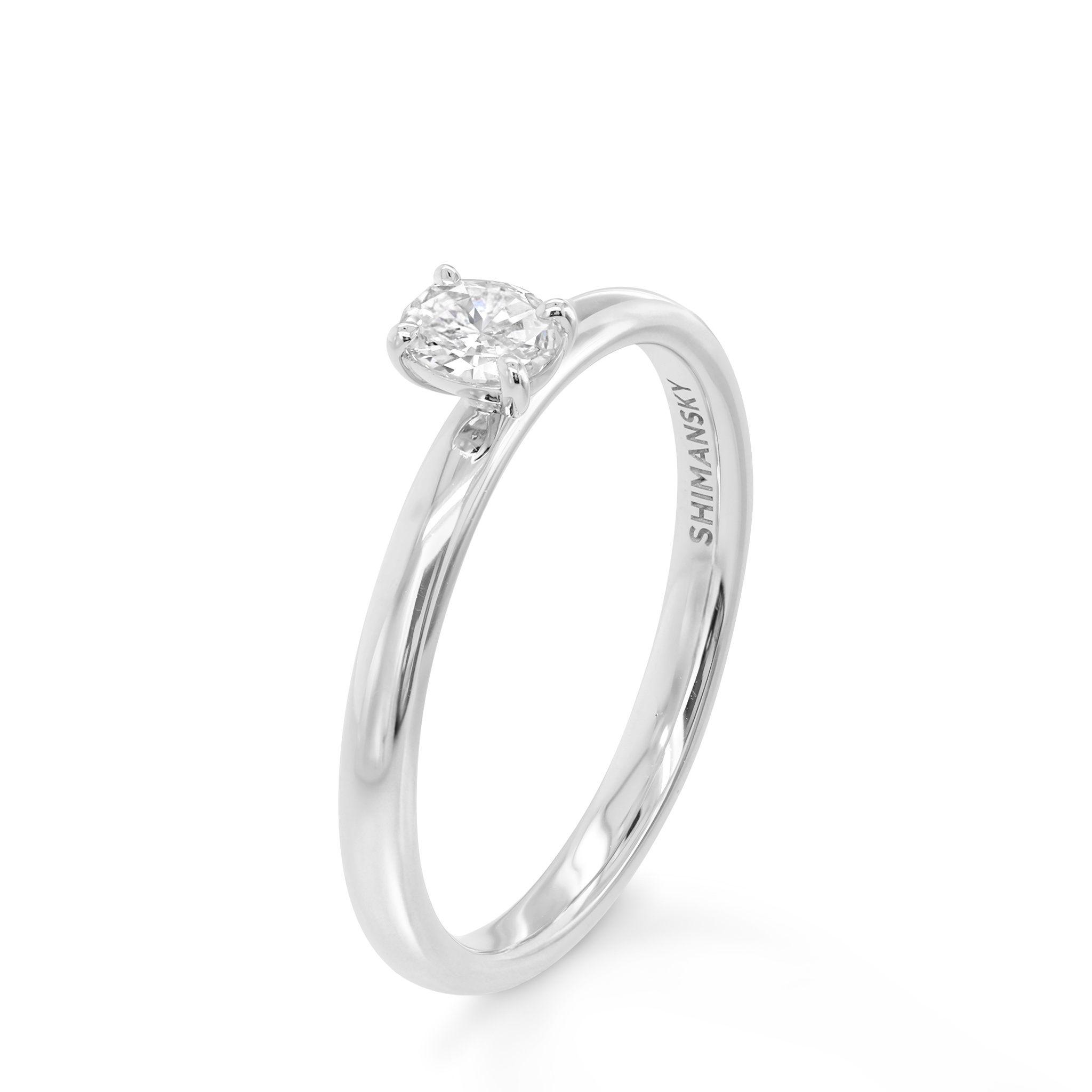 Shimansky 0.18ct Oval Solitaire Diamond Ring in 18K White Gold 3D View
