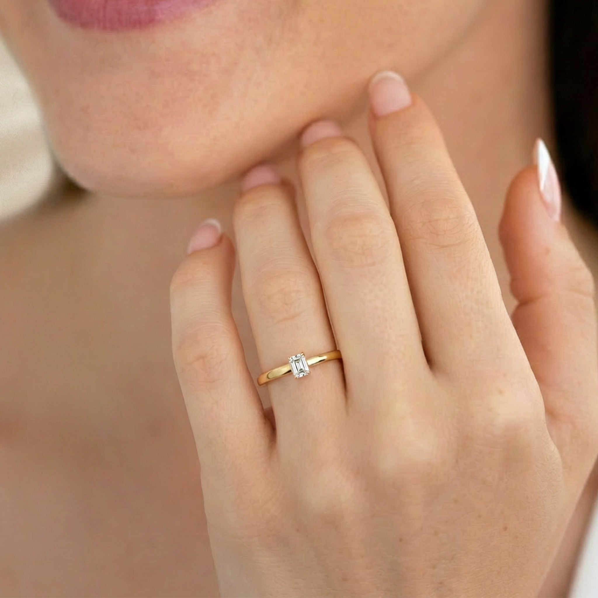 Shimansky 0.19ct Emerald Solitaire Diamond Ring in 18K Yellow Gold Model View