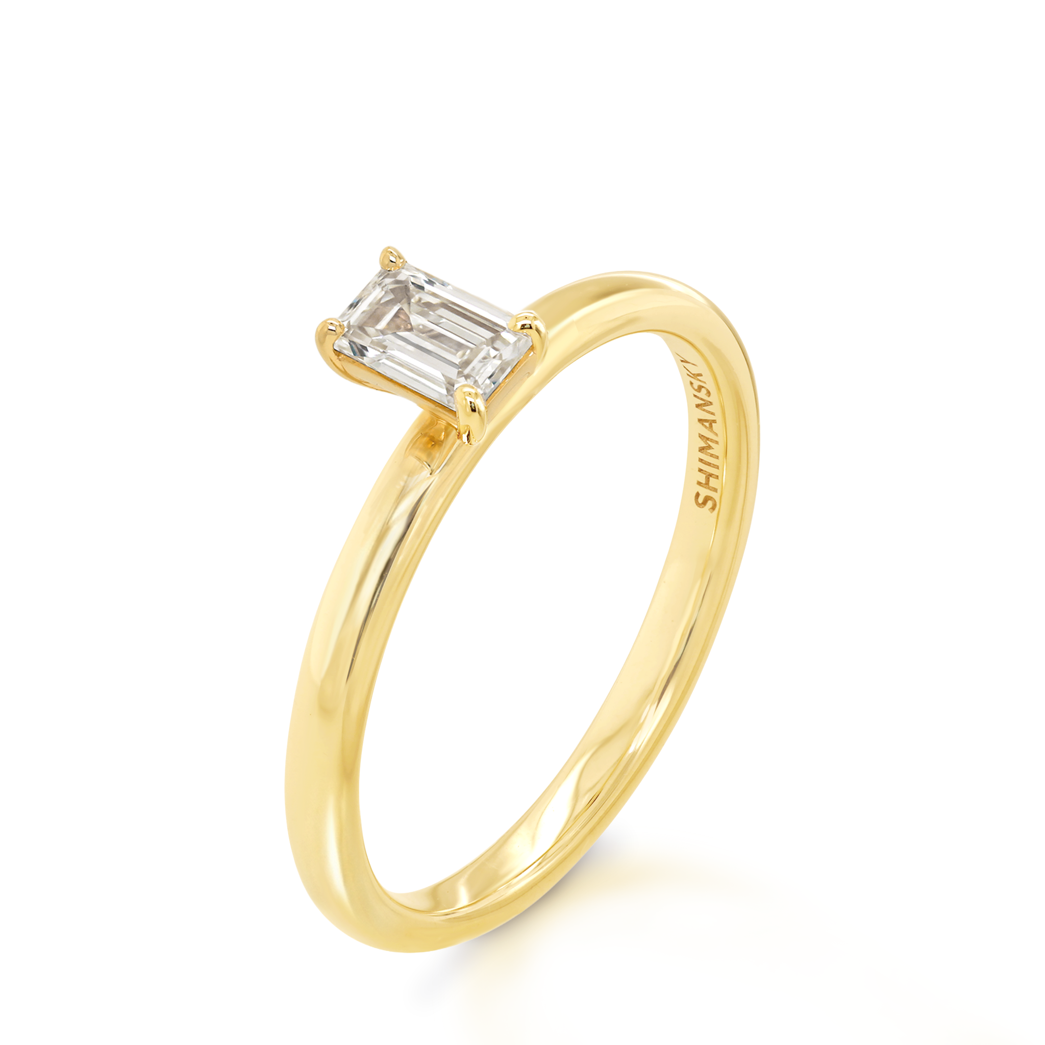 Shimansky 0.19ct Emerald Solitaire Diamond Ring in 18K Yellow Gold 3D View
