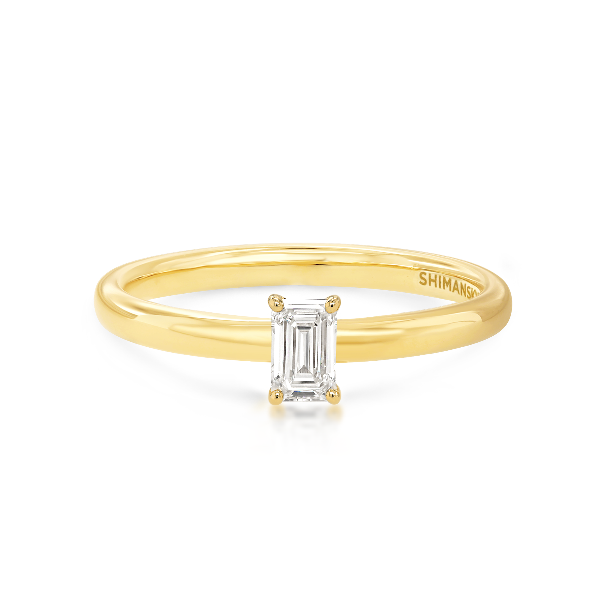 Shimansky 0.19ct Emerald Solitaire Diamond Ring in 18K Yellow Gold Front View
