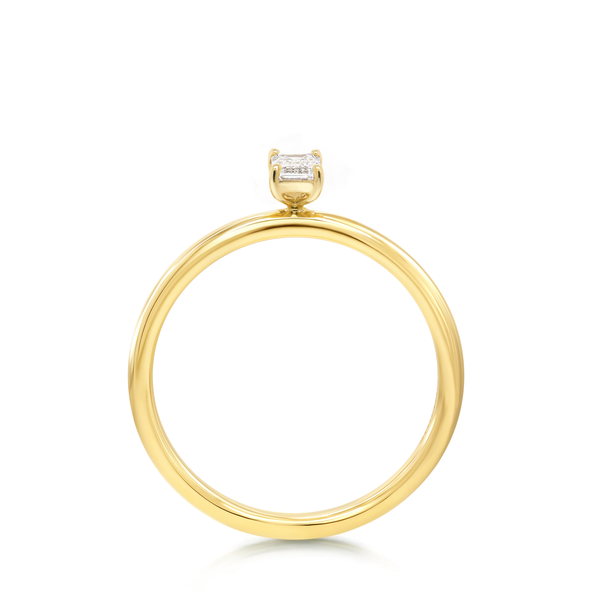Shimansky 0.19ct Emerald Solitaire Diamond Ring in 18K Yellow Gold Side View