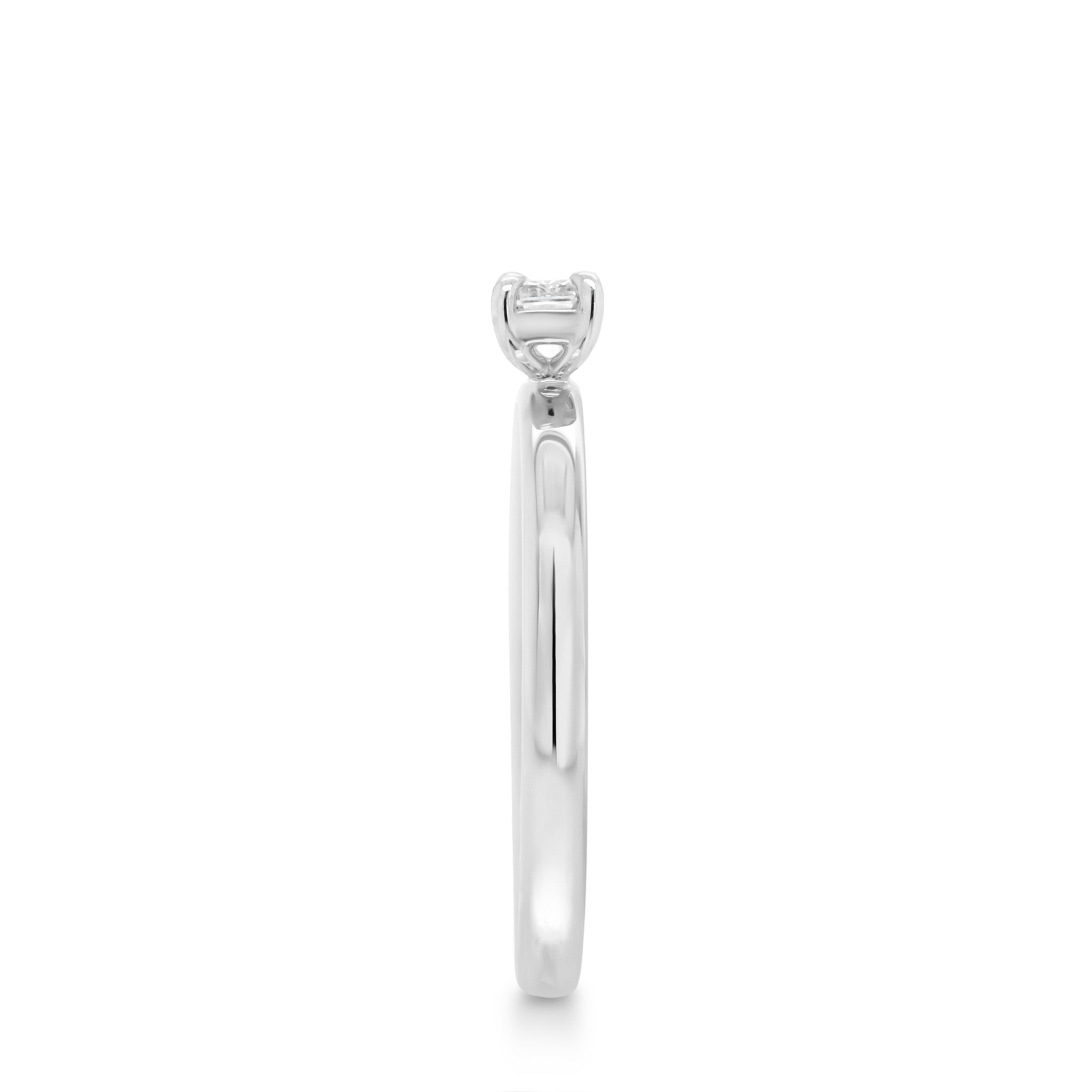 Shimansky 0.19ct Emerald Solitaire Diamond Ring in 18K White Gold Profile View