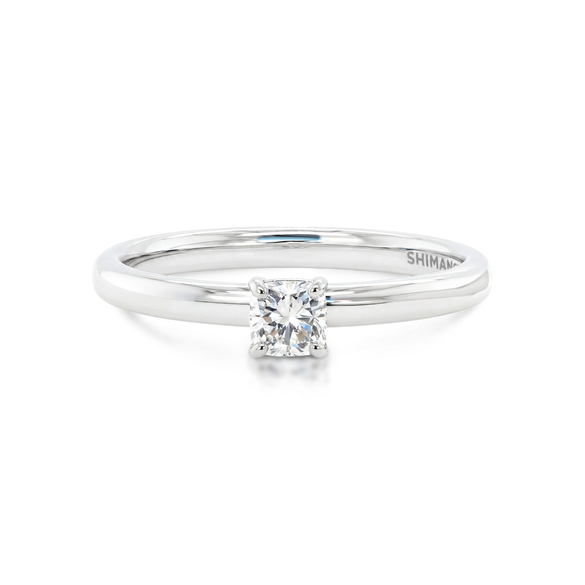 Shimansky 0.26ct Cushion Solitaire Diamond Ring in 18K White Gold Front View